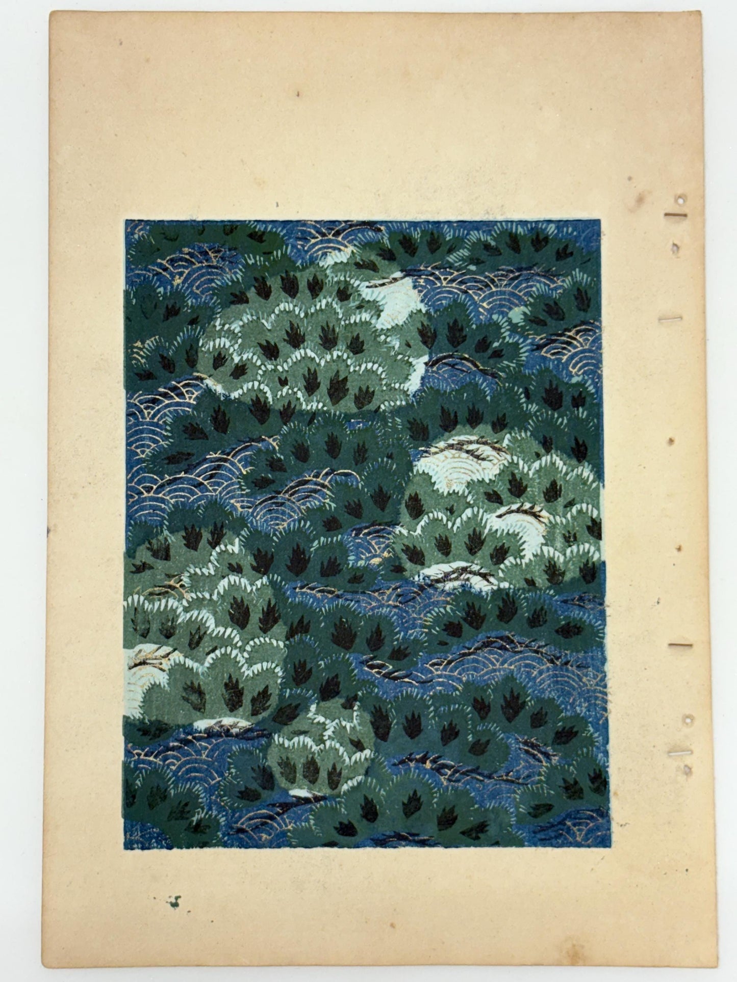 Japanese Antique Original Woodcut Print, Japanese design, Around 1900, Shin-Bijutsukai 11, Antique Japanese print, Kimono Design.