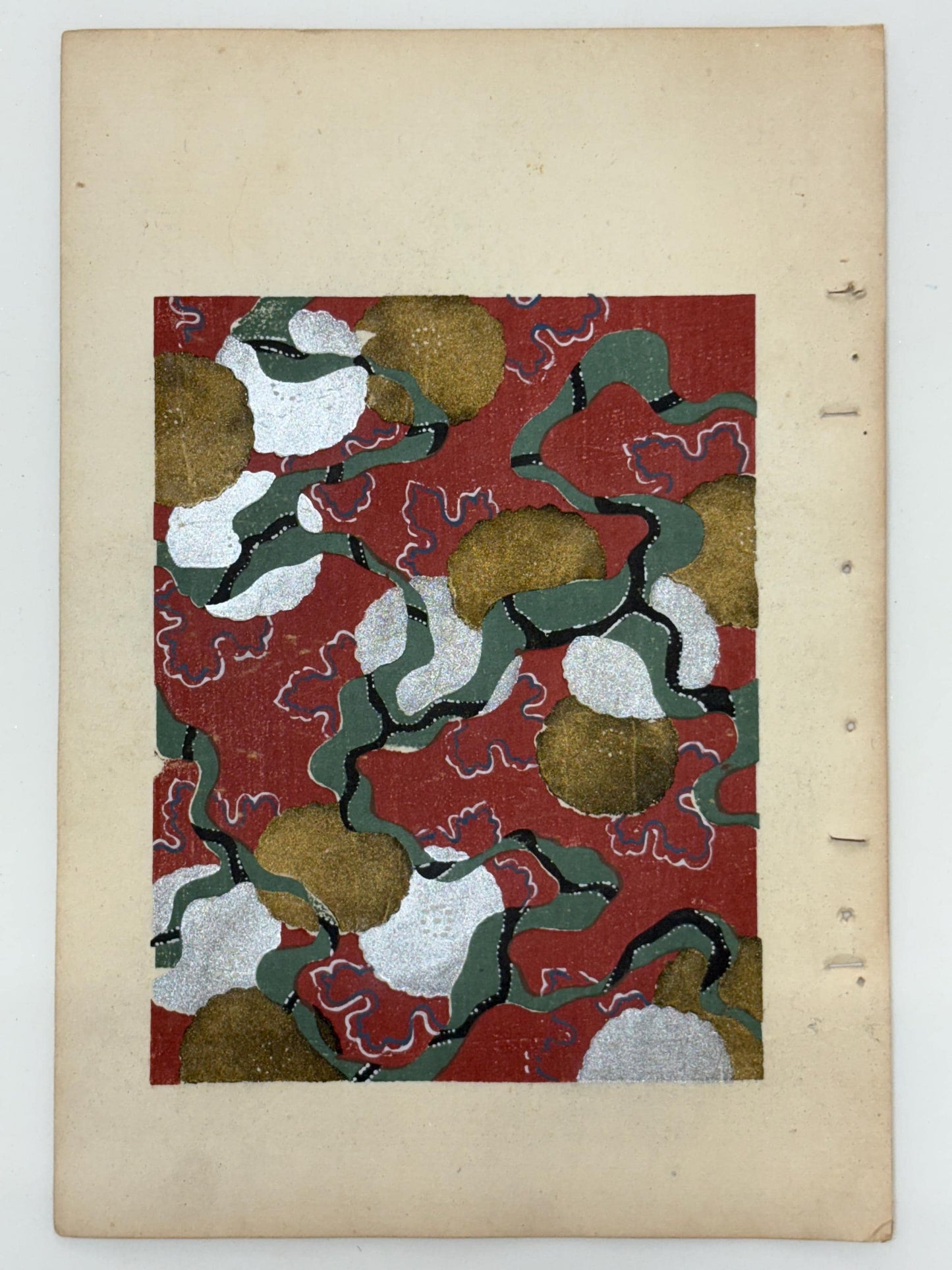 Japanese Antique Original Woodcut Print, Japanese design, Around 1900, Shin-Bijutsukai 12, Antique Japanese print, Kimono Design.