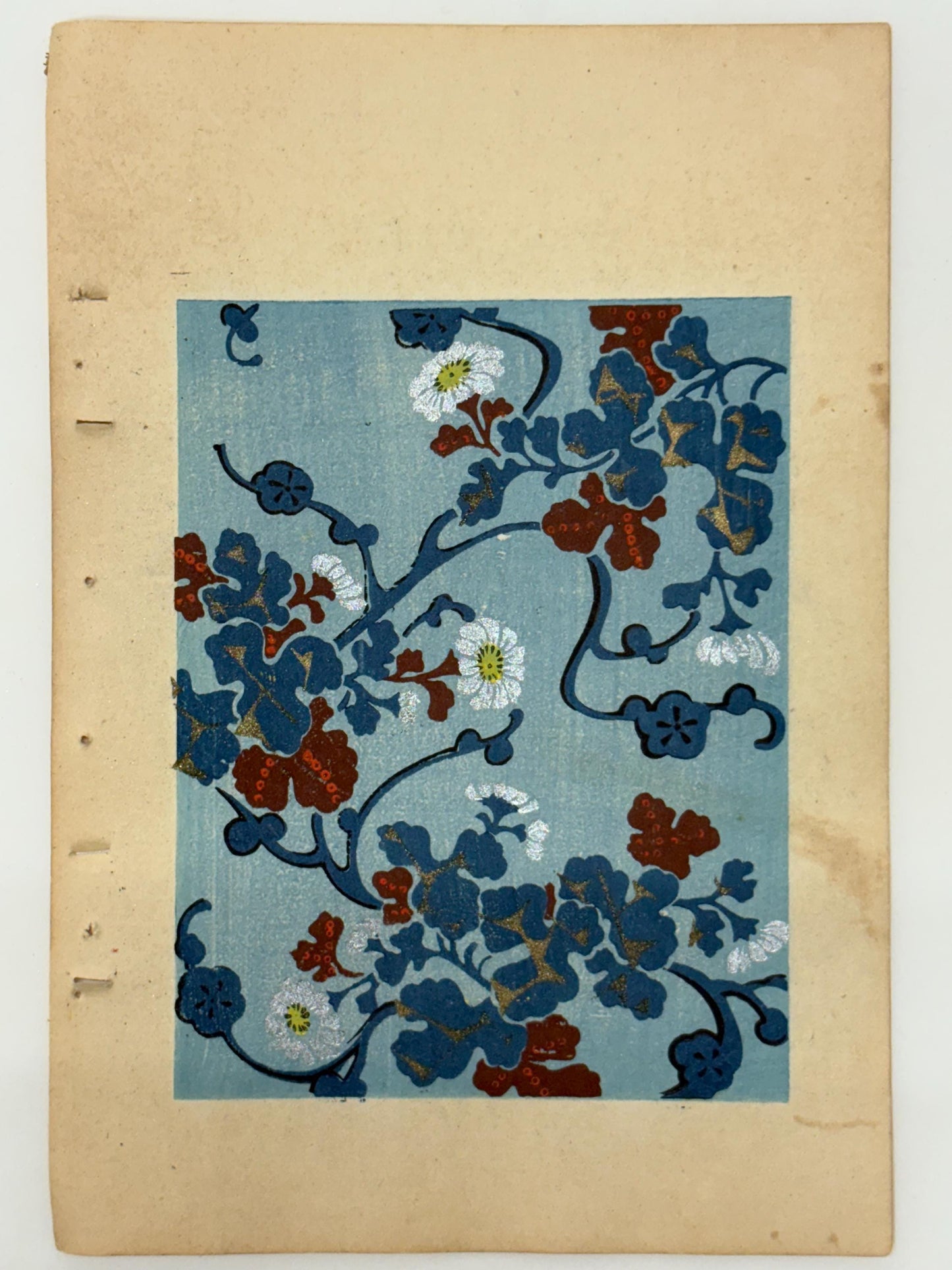 Japanese Antique Original Woodcut Print, Japanese design, Around 1900, Shin-Bijutsukai 12, Antique Japanese print, Kimono Design.