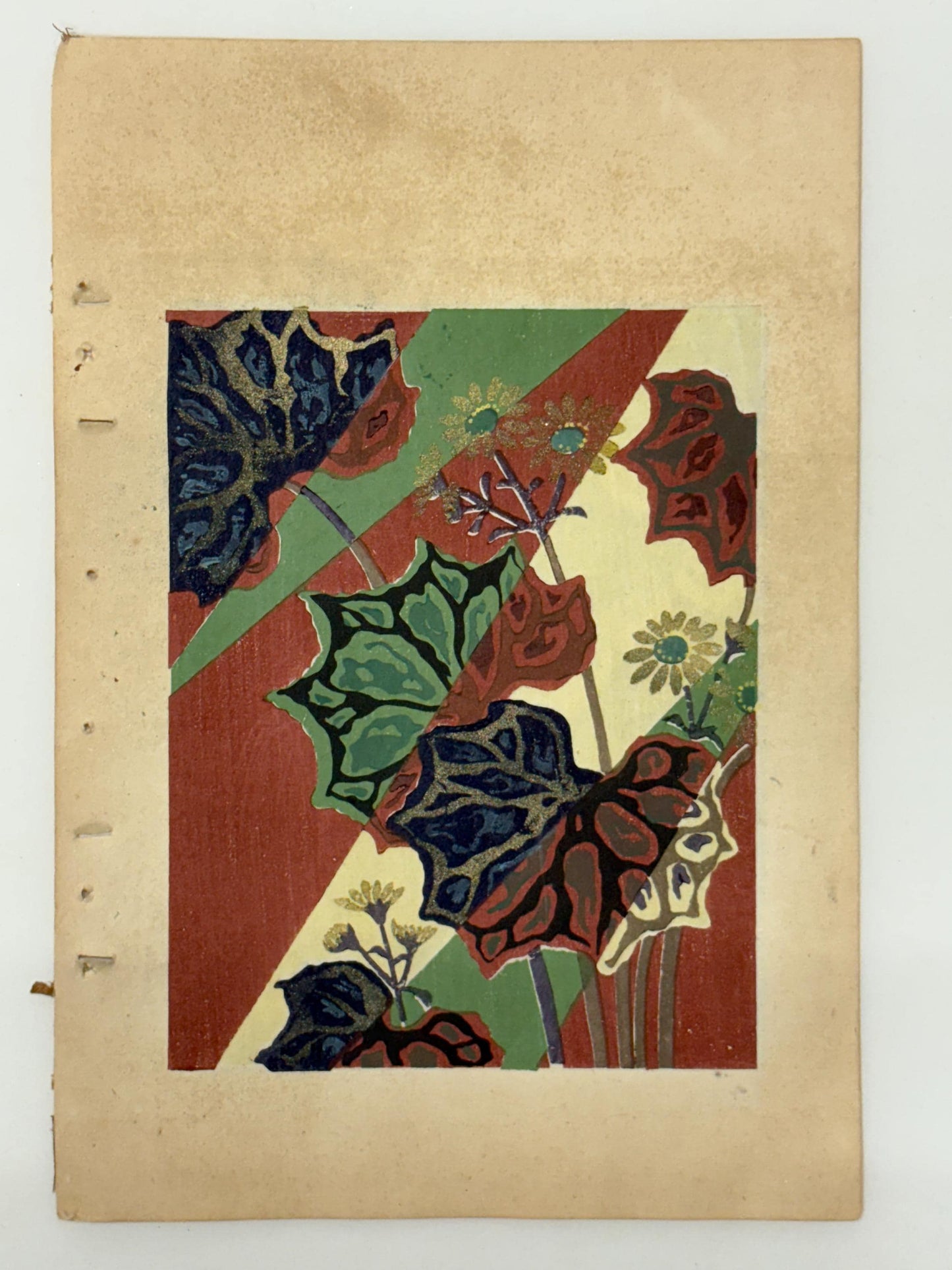 Japanese Antique Original Woodcut Print, Japanese design, Around 1900, Shin-Bijutsukai 12, Antique Japanese print, Kimono Design.