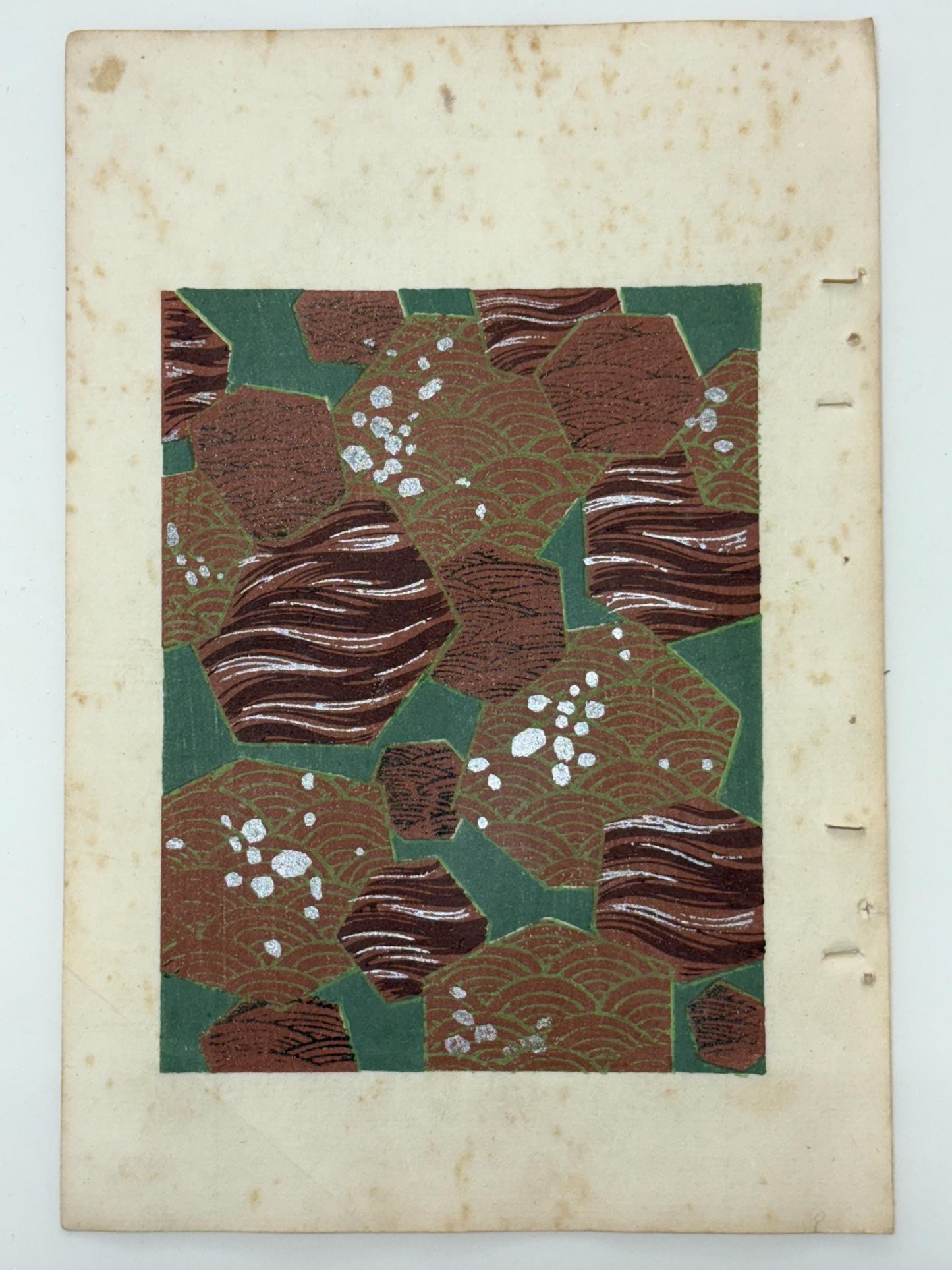 Japanese Antique Original Woodcut Print, Japanese design, Around 1900, Shin-Bijutsukai 12, Antique Japanese print, Kimono Design.