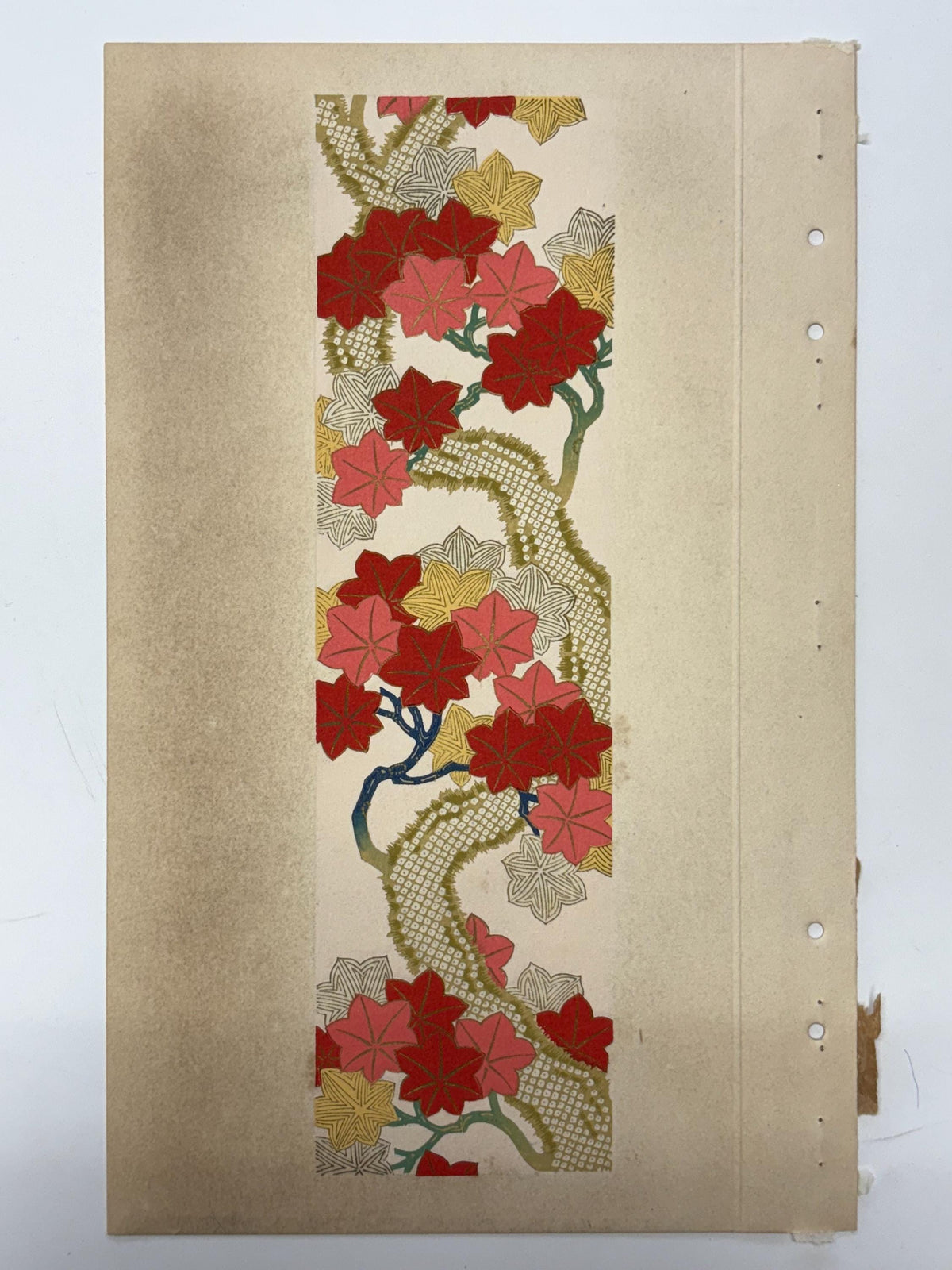 Japanese antique woodblock print, Design, 1937, Kawarazaki Kodo, Kimono design. 2-7