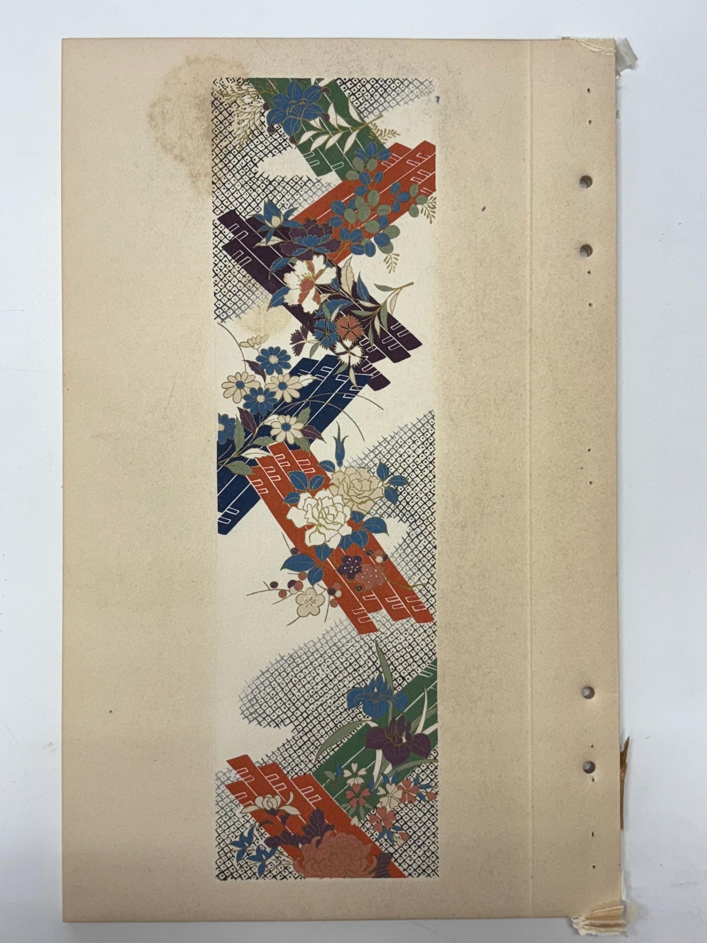 Japanese antique woodblock print, Design, 1937, Kawarazaki Kodo, Kimono design. 2-11