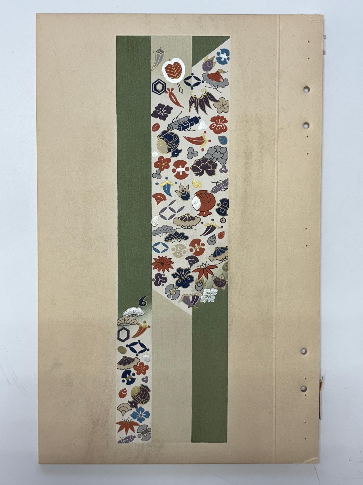 Japanese antique woodblock print, Design, 1937, Kawarazaki Kodo, Kimono design. 2-23