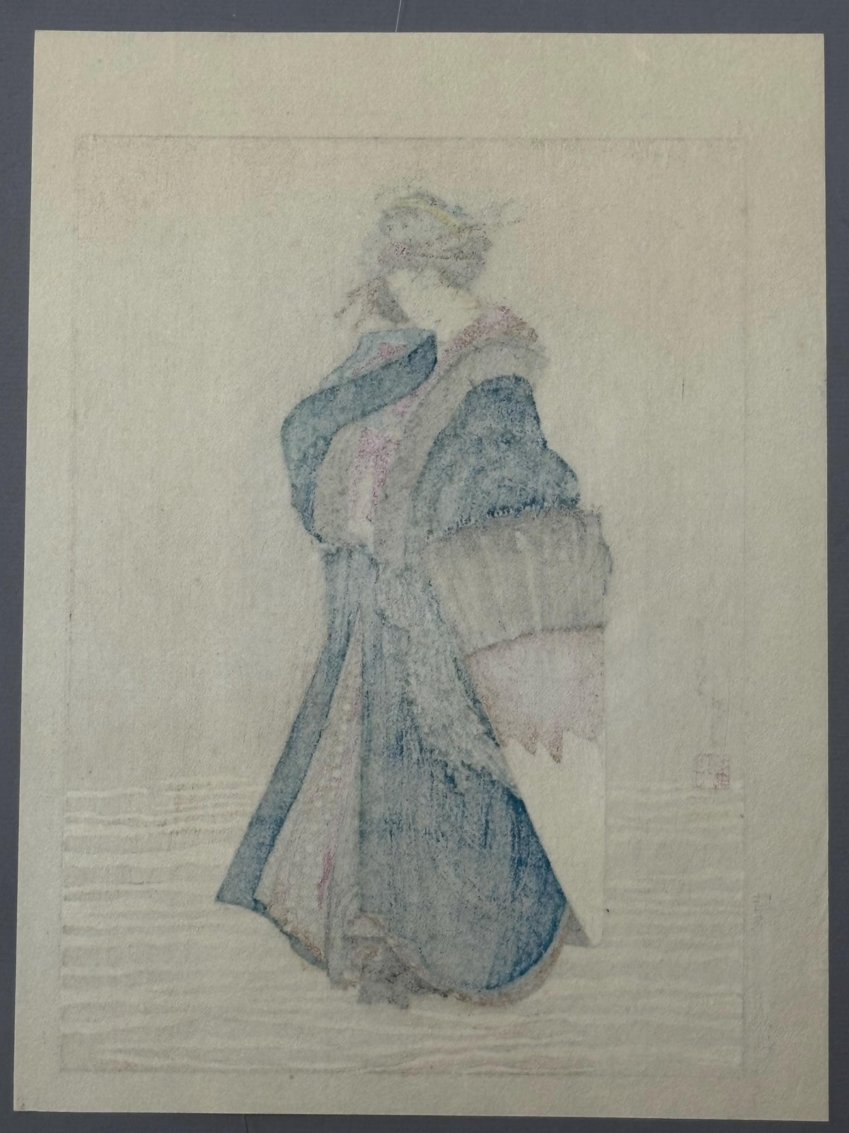 Japanese Ukiyoe, Woodblock print, Hokusai, "Abelle in the snow"