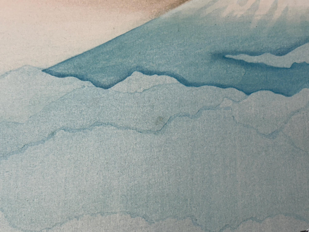 Japanese art, woodblock print, Yokoyama Taikan, "Mount Penglai", Large size.