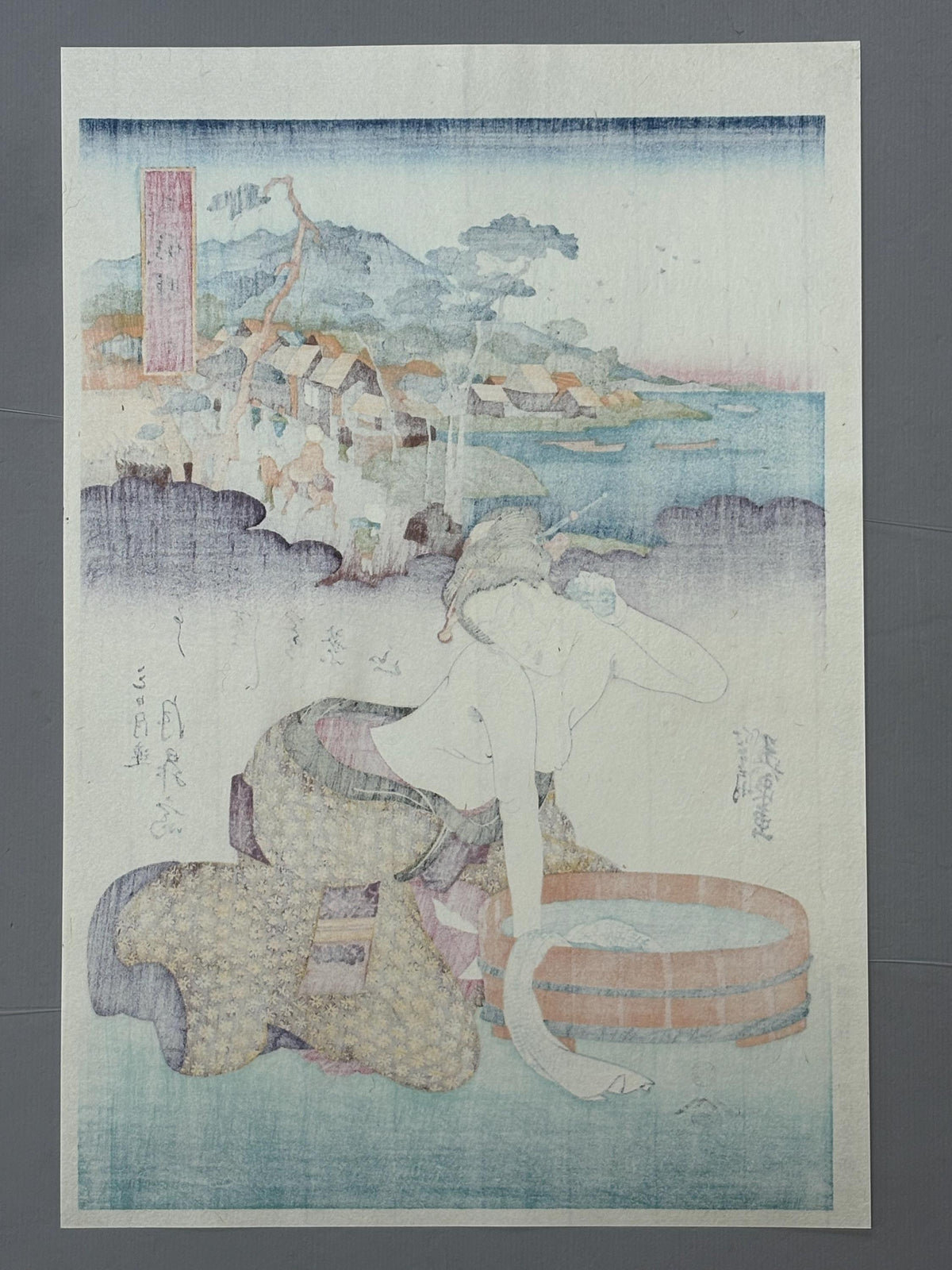 Japanese Ukiyoe, Woodblock print, Keisai Eisen, "Ôiso Station ".