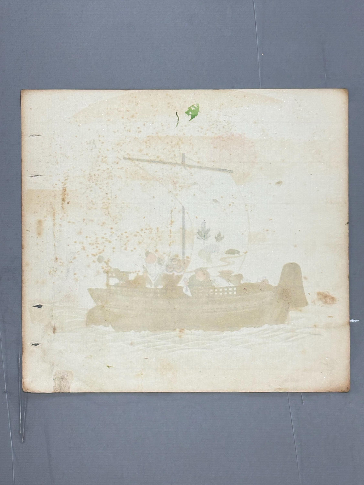 Japanese antique design, lithographic print, around a hundred years ago, Keisai, "Treasure ship"..