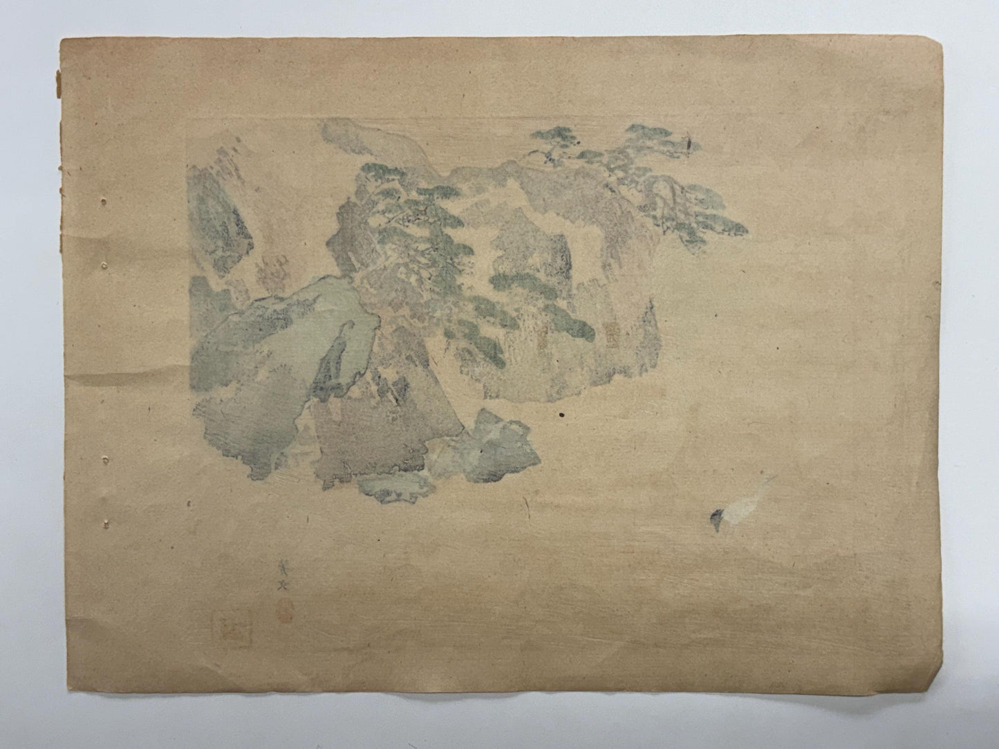 1908, Japanese Woodblock print, Kikuchi Hobun, "blue sea and white cranes".