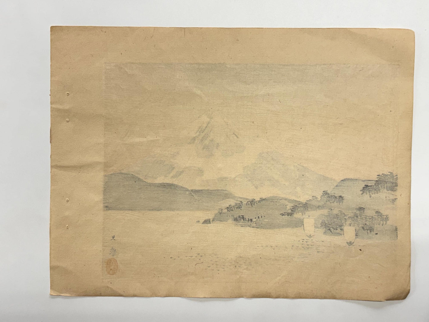 1908, Japanese Woodblock print, Nomura Bunkyo, "Beautiful Peak".
