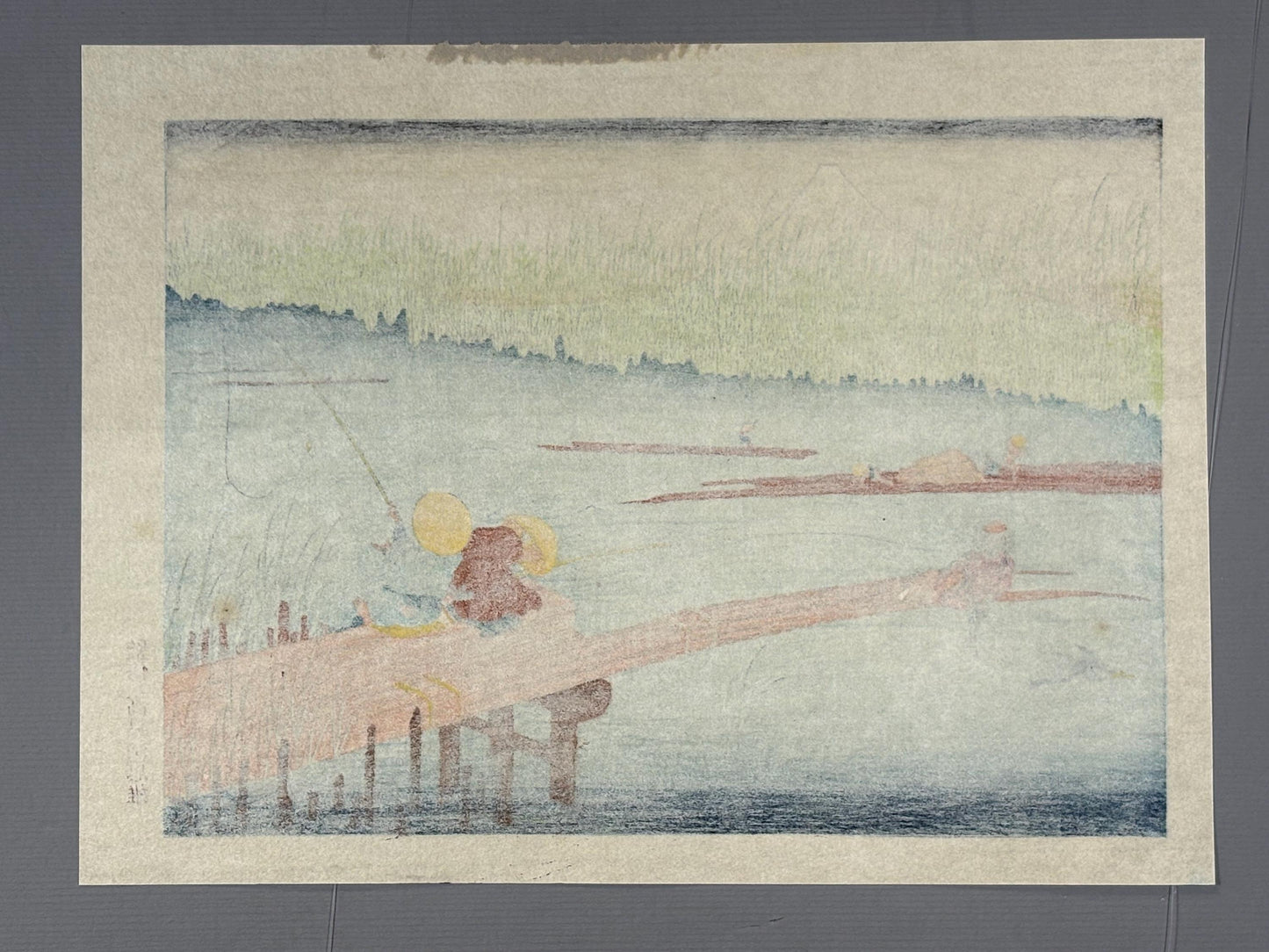 Japanese Ukiyoe, Woodblock print, Hokusai, "Mt.fuji seen from a reedy river-mouth"