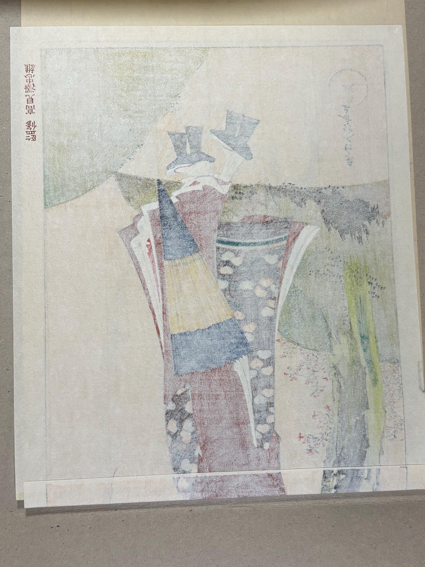 Japanese Ukiyoe, Woodblock print, Hokusai, "A Beautiful Woman beneath a Willow Tree"