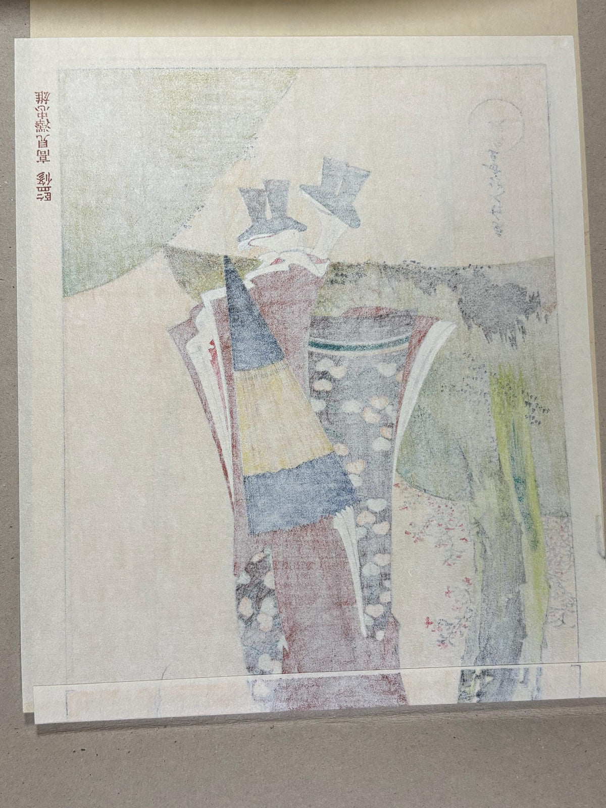 Japanese Ukiyoe, Woodblock print, Hokusai, "A Beautiful Woman beneath a Willow Tree"