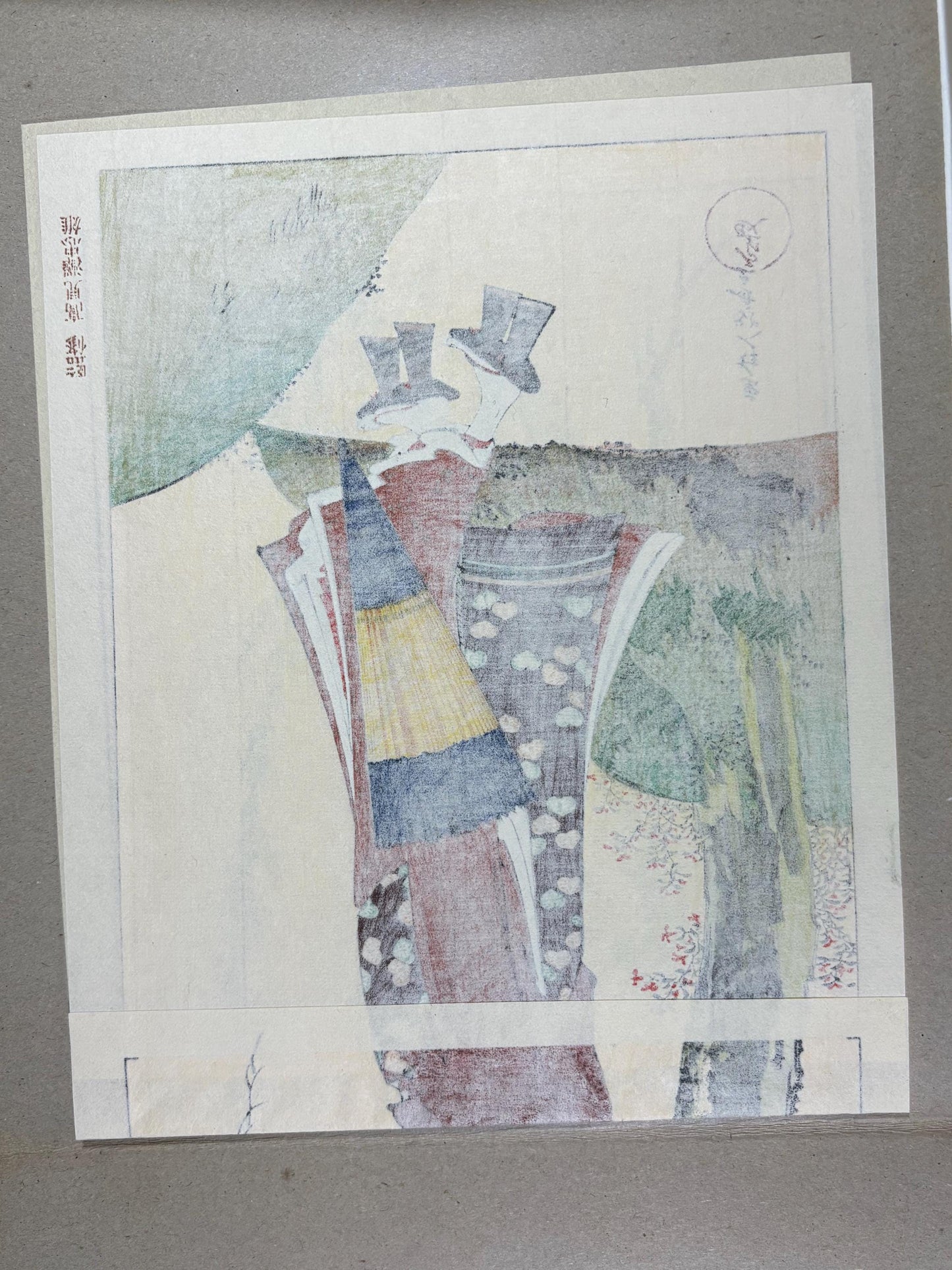 Japanese Ukiyoe, Woodblock print, Hokusai, "A Beautiful Woman beneath a Willow Tree"