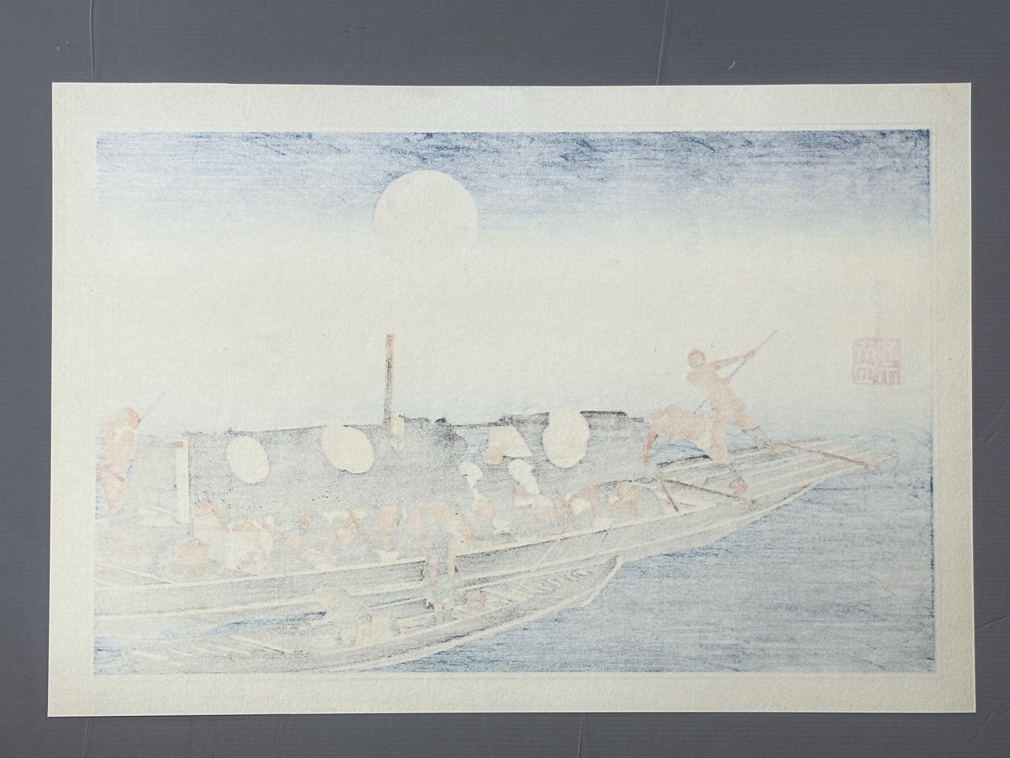 Japanese Ukiyoe, Woodblock print, antique, Hiroshige, "The Yodo River"