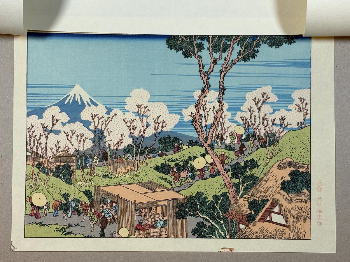 Japanese Ukiyoe, Woodblock print, Katsushika Hokusai, "Mt.fuji as seen from Sumida"