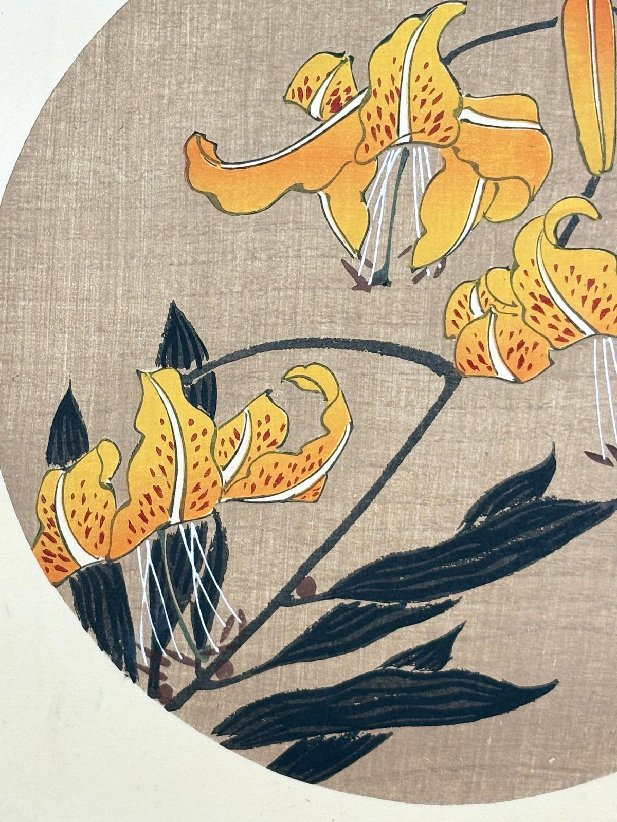 1908, Japanese antique woodblock print, Ito Jakuchu, "tiger lily, from Jakuchu gafu"