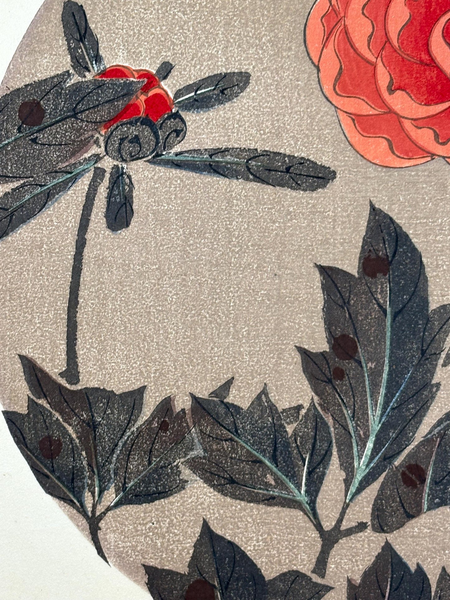 1908, Japanese antique woodblock print, Ito Jakuchu, "peony, from Jakuchu gafu"