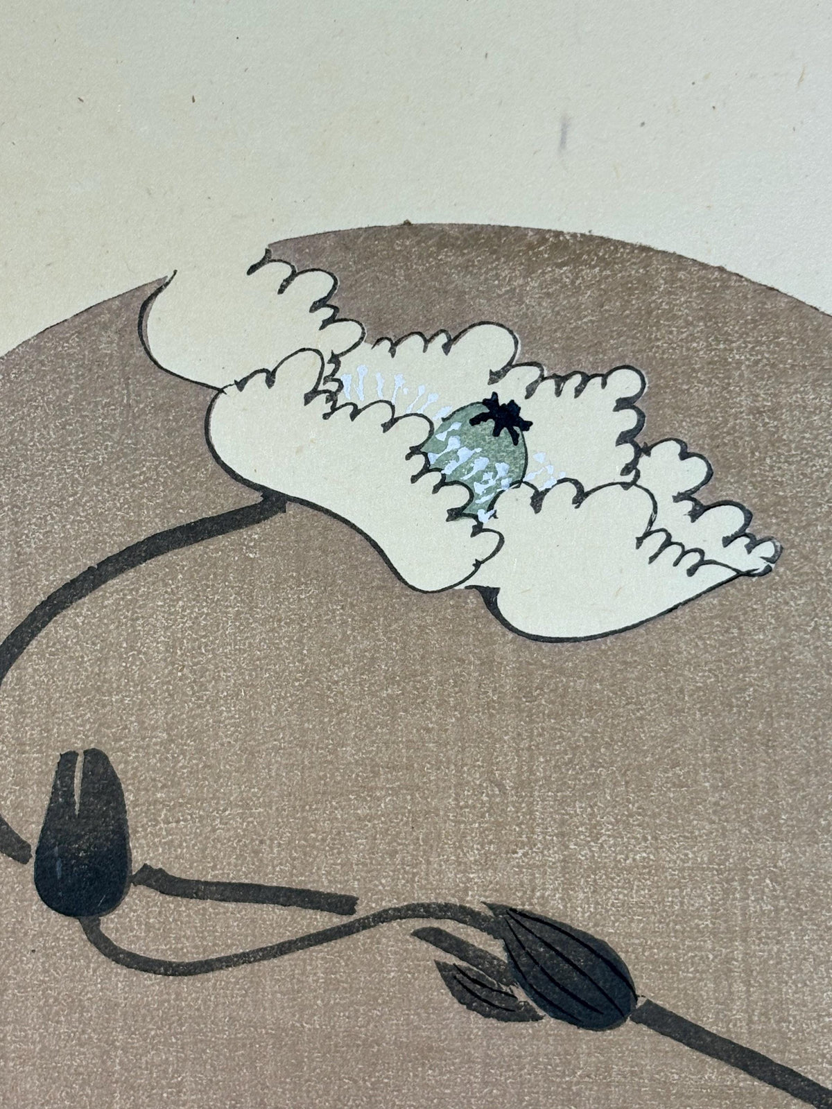 1908, Japanese antique woodblock print, Ito Jakuchu, "Poppy, from Jakuchu gafu"