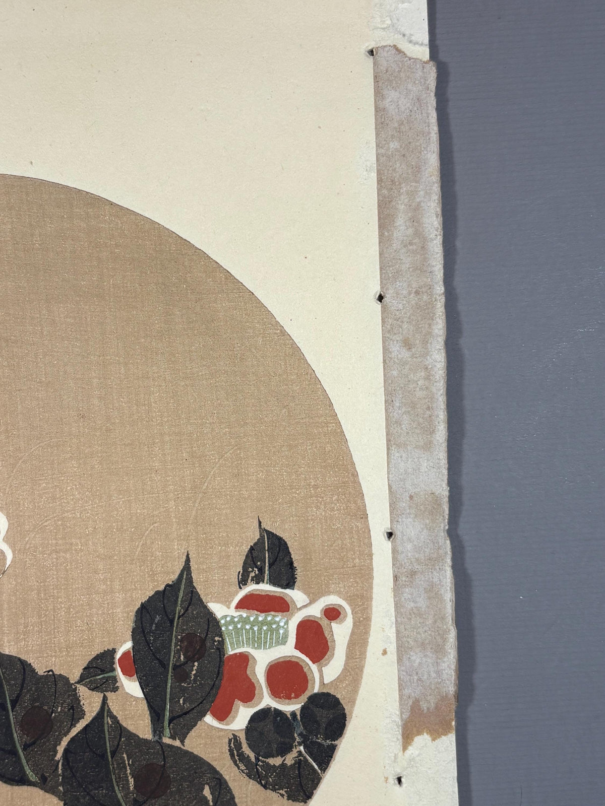 1908, Japanese antique woodblock print, Ito Jakuchu, "Camellia, from Jakuchu gafu"