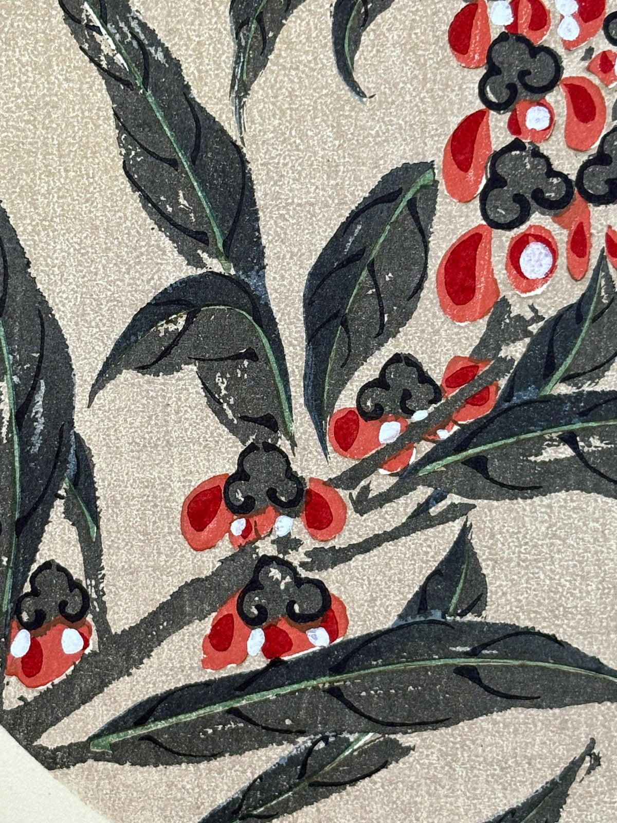 1908, Japanese antique woodblock print, Ito Jakuchu, "Garden Balsam, from Jakuchu gafu"