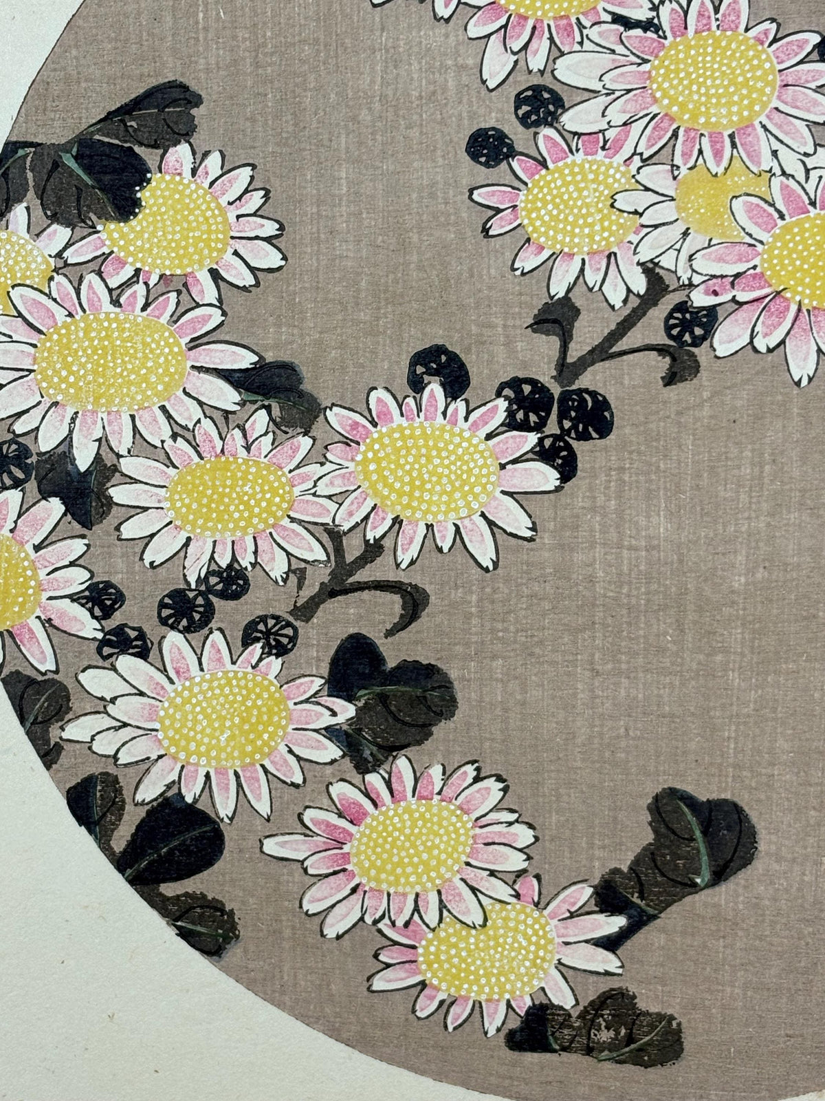1908, Japanese antique woodblock print, Ito Jakuchu, "Winter Chrysanthemum, from Jakuchu gafu"