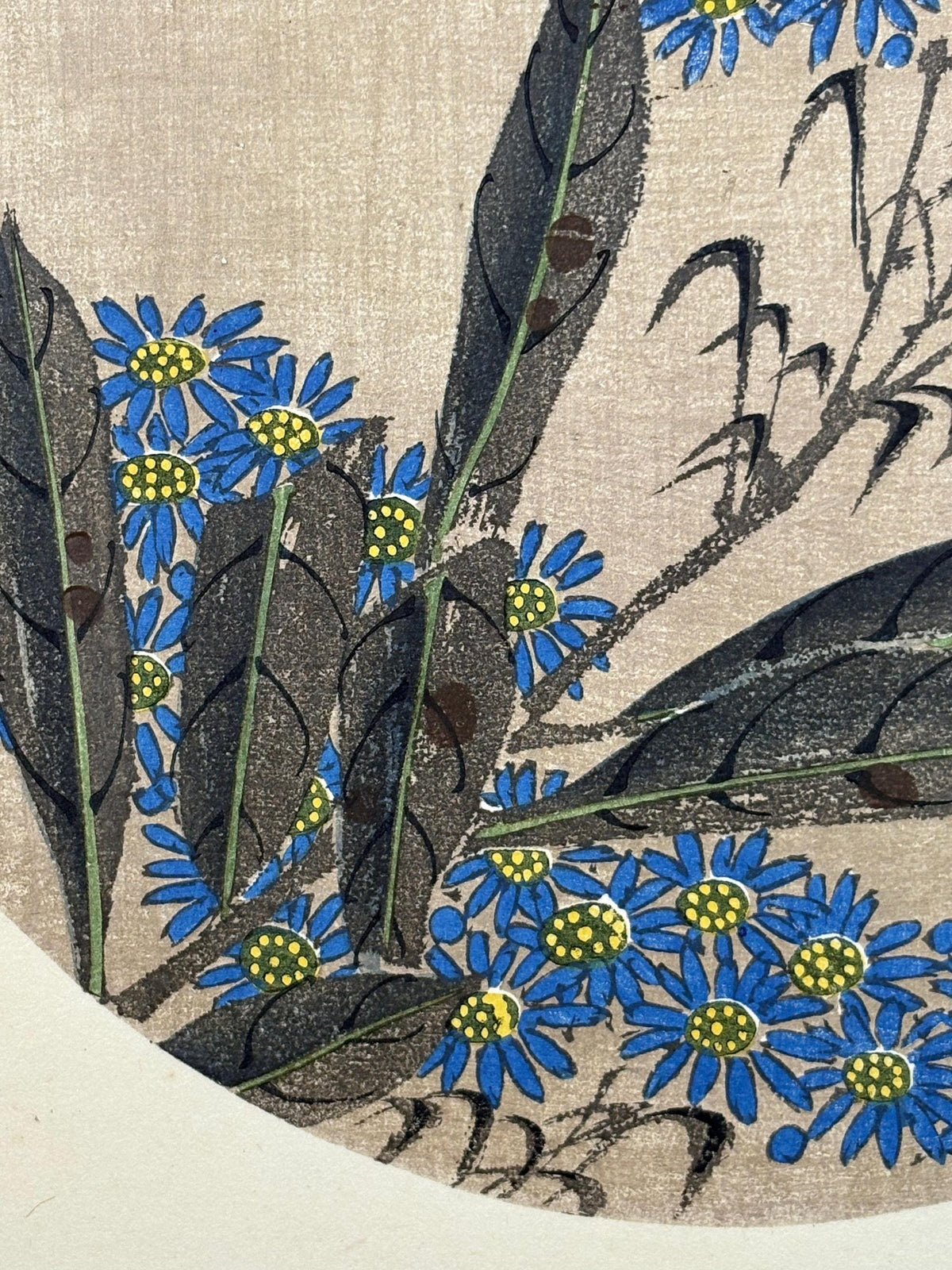 1908, Japanese antique woodblock print, Ito Jakuchu, "Tatarian Aster, from Jakuchu gafu"