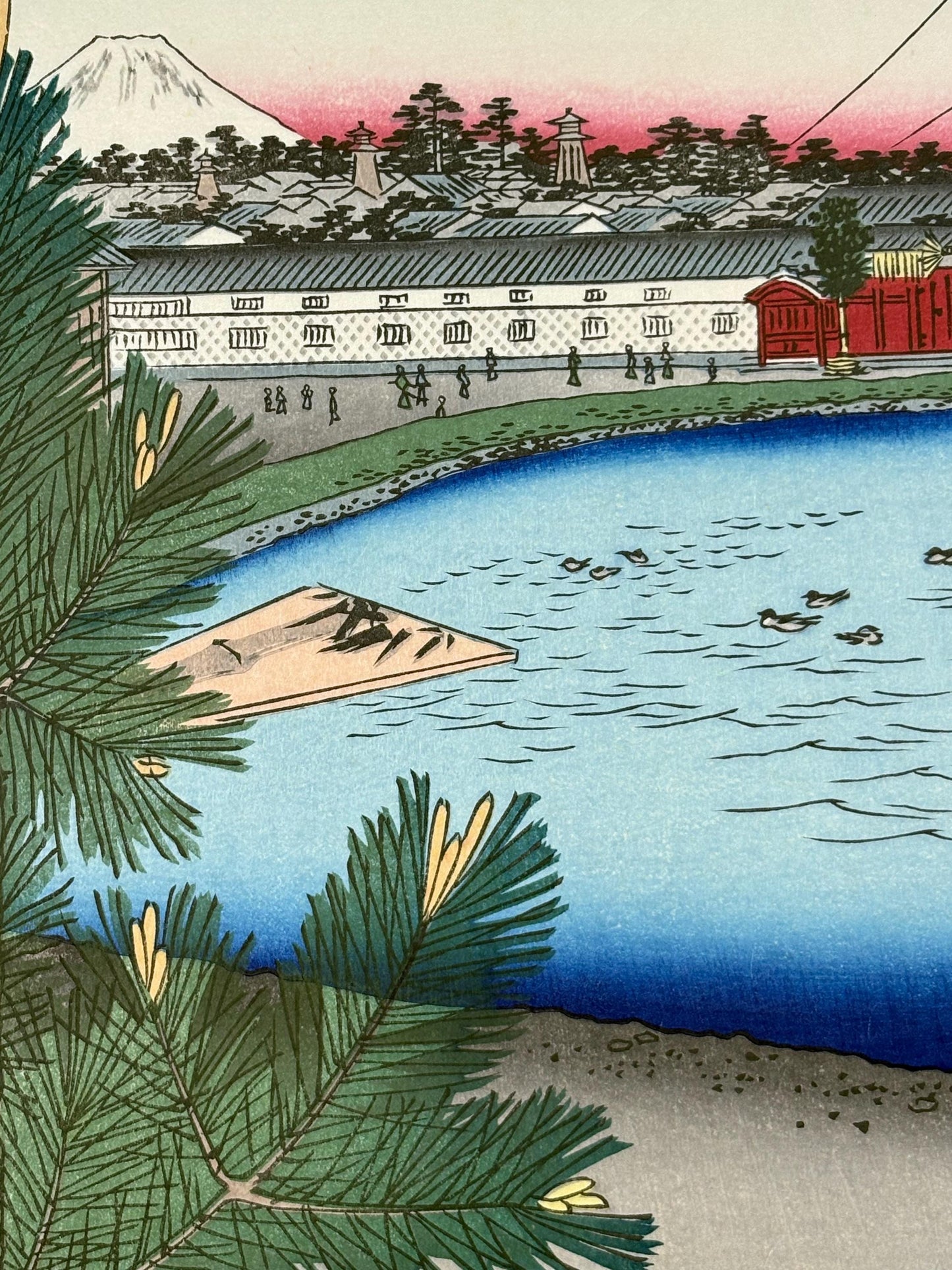 Japanese Ukiyoe, woodblock print, Hiroshige, "Hibiya and Soto-Sakurada from Yamashita-chô , from the series One Hundred Famous Views of Edo"