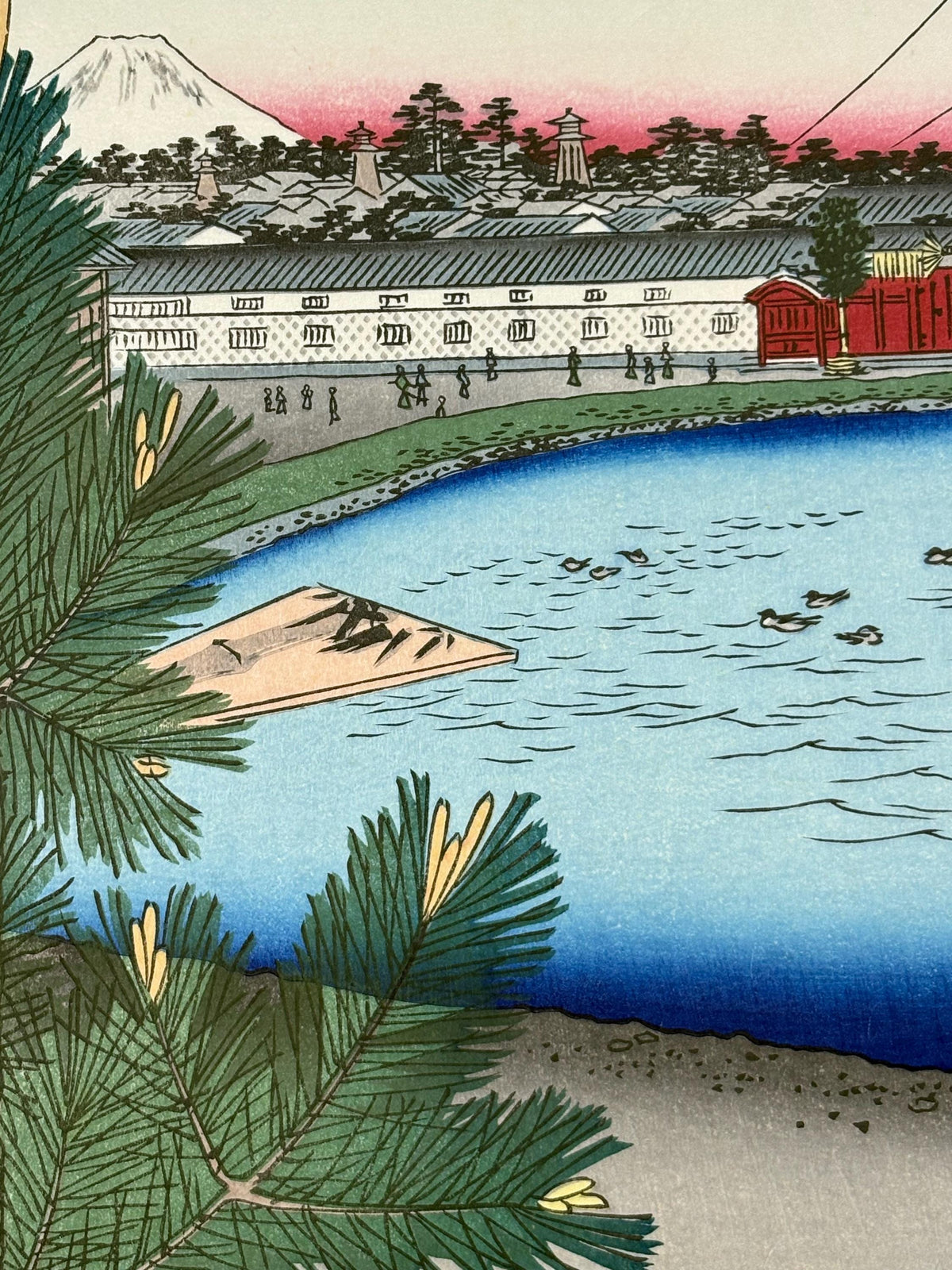 Japanese Ukiyoe, woodblock print, Hiroshige, "Hibiya and Soto-Sakurada from Yamashita-chô , from the series One Hundred Famous Views of Edo"