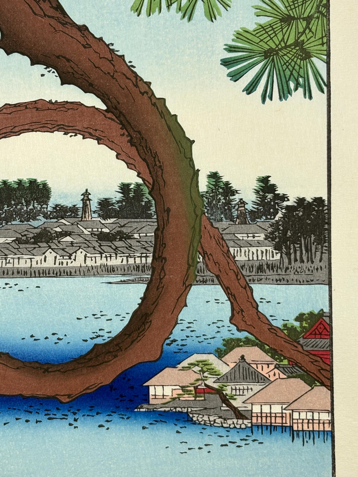 Japanese woodblock print, Hiroshige, "Moon Pine, Ueno, from the series One Hundred Famous Views of Edo"