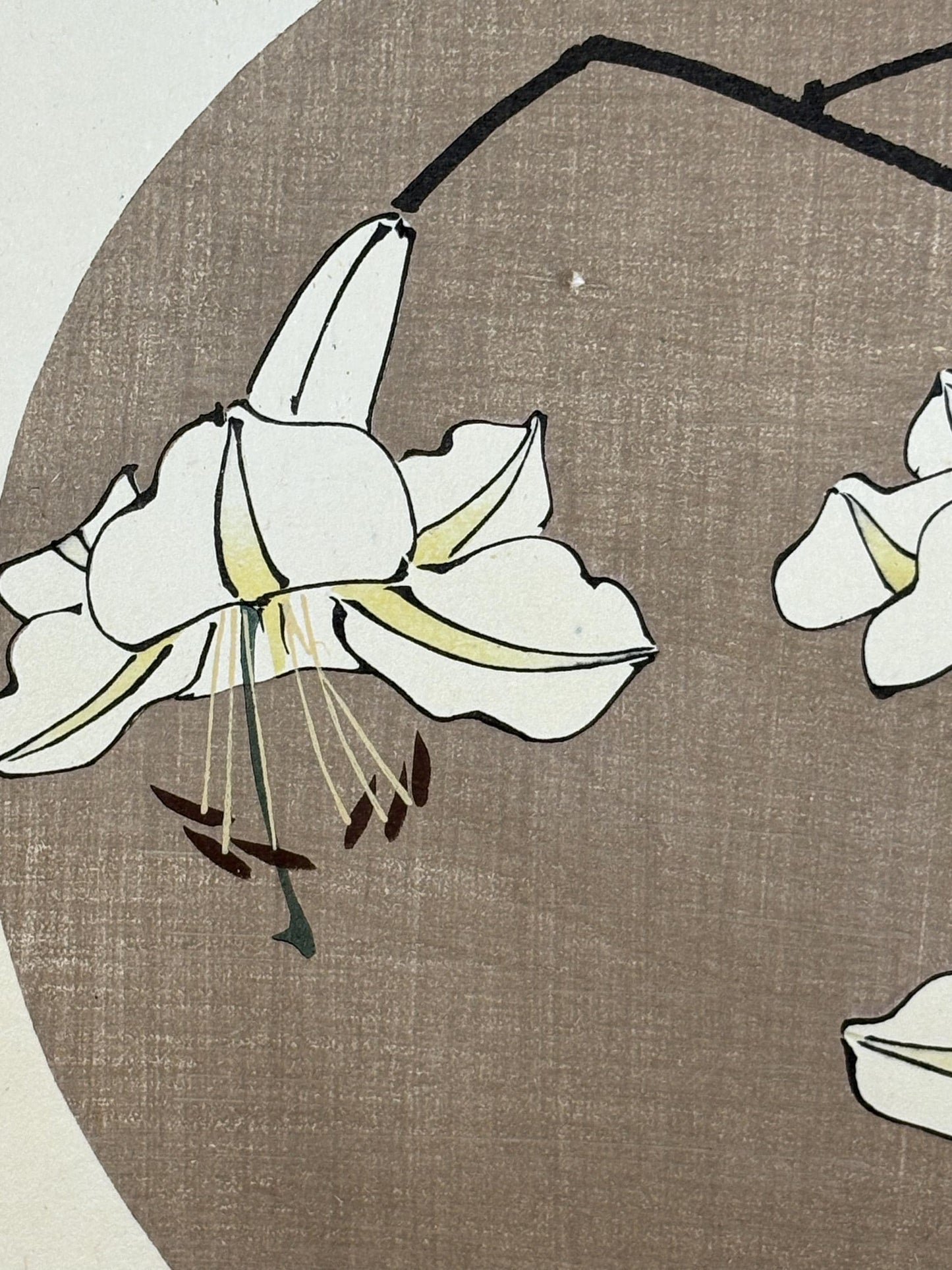 1908, Japanese antique woodblock print, Ito Jakuchu, "Lily, from Jakuchu gafu"