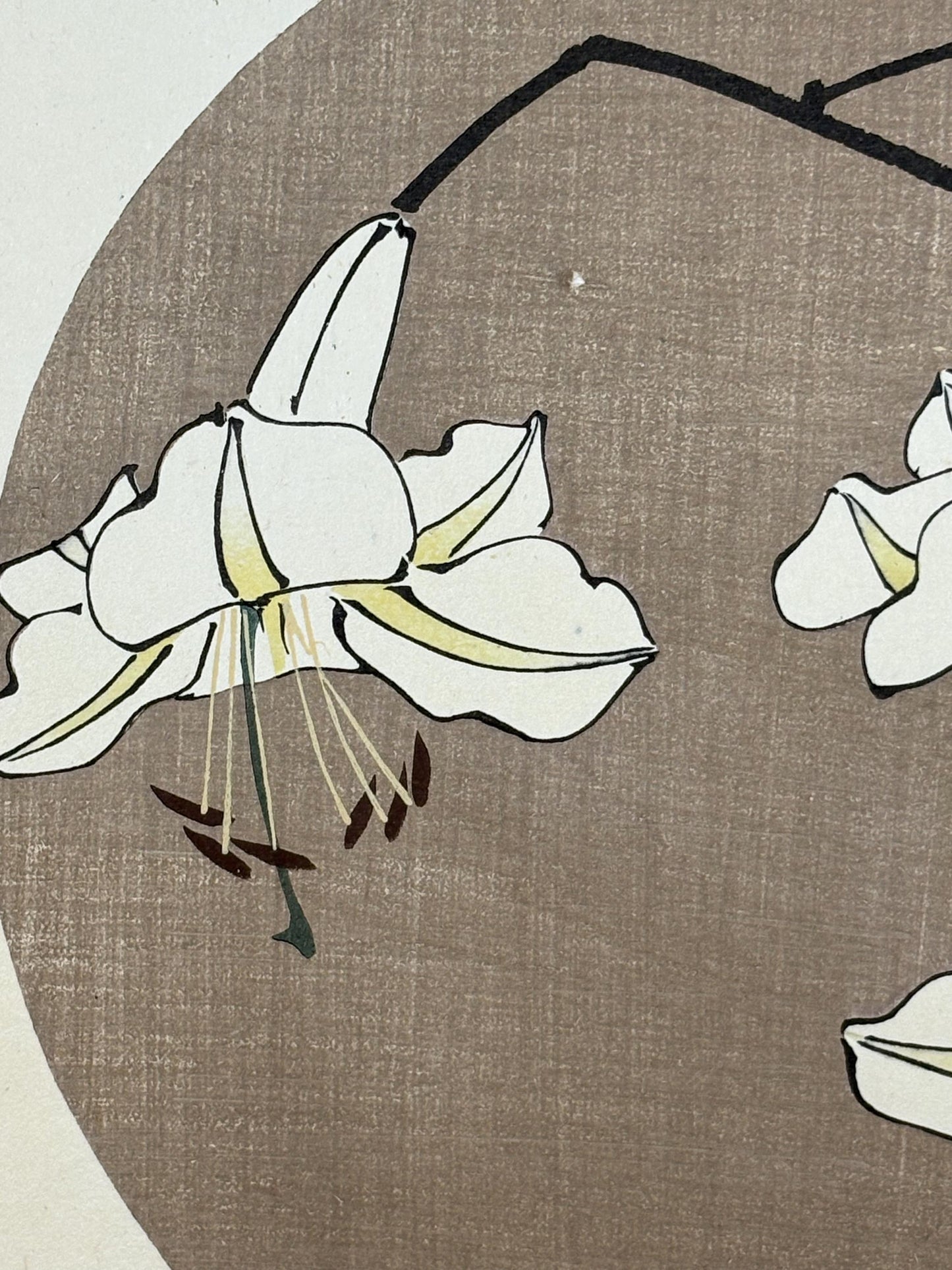 1908, Japanese antique woodblock print, Ito Jakuchu, "Lily, from Jakuchu gafu"
