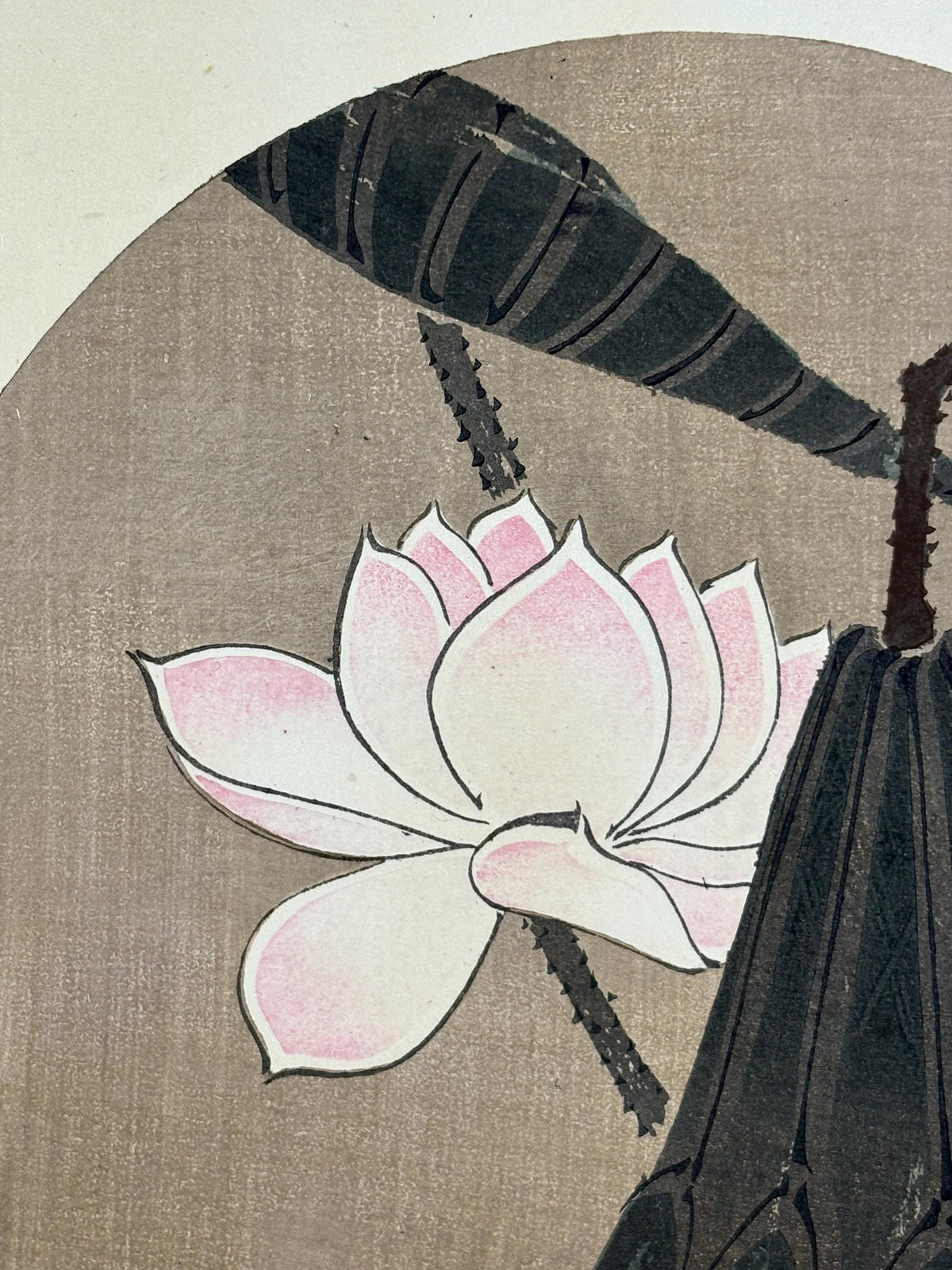 1908, Japanese antique woodblock print, Ito Jakuchu, "Lotus, from Jakuchu gafu"