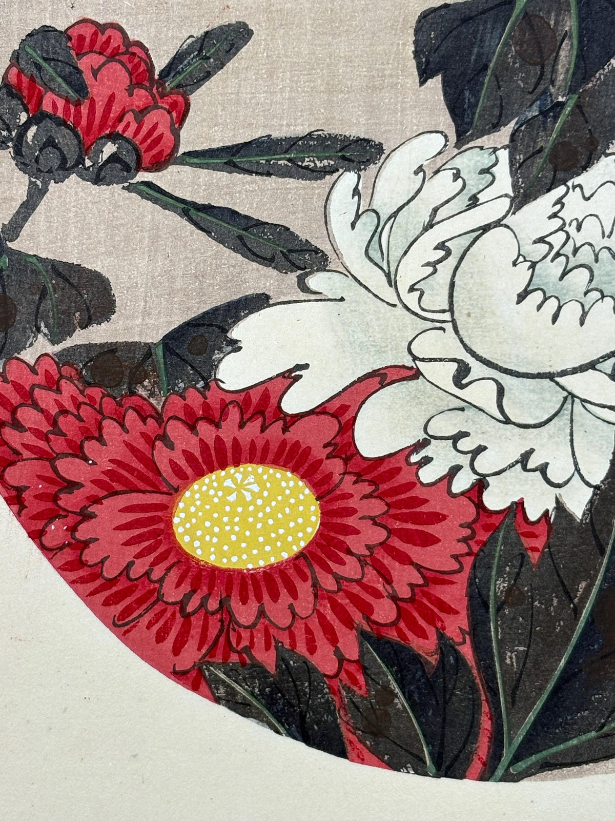1908, Japanese antique woodblock print, Ito Jakuchu, "Peony, from Jakuchu gafu"