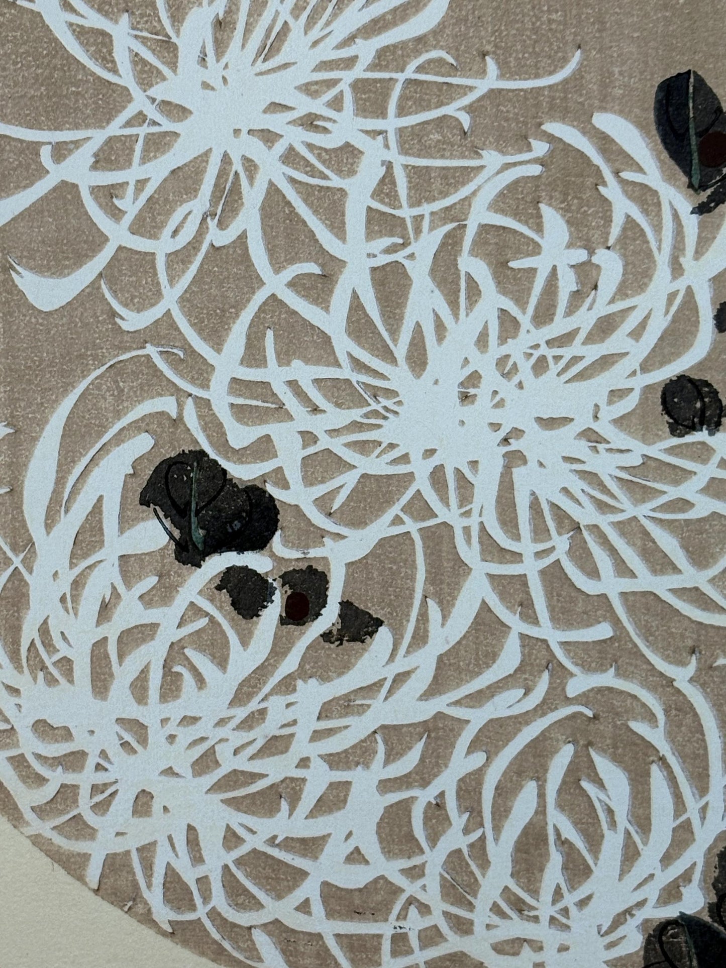 1908, Japanese antique woodblock print, Ito Jakuchu, "Chrysanthemum, from Jakuchu gafu"