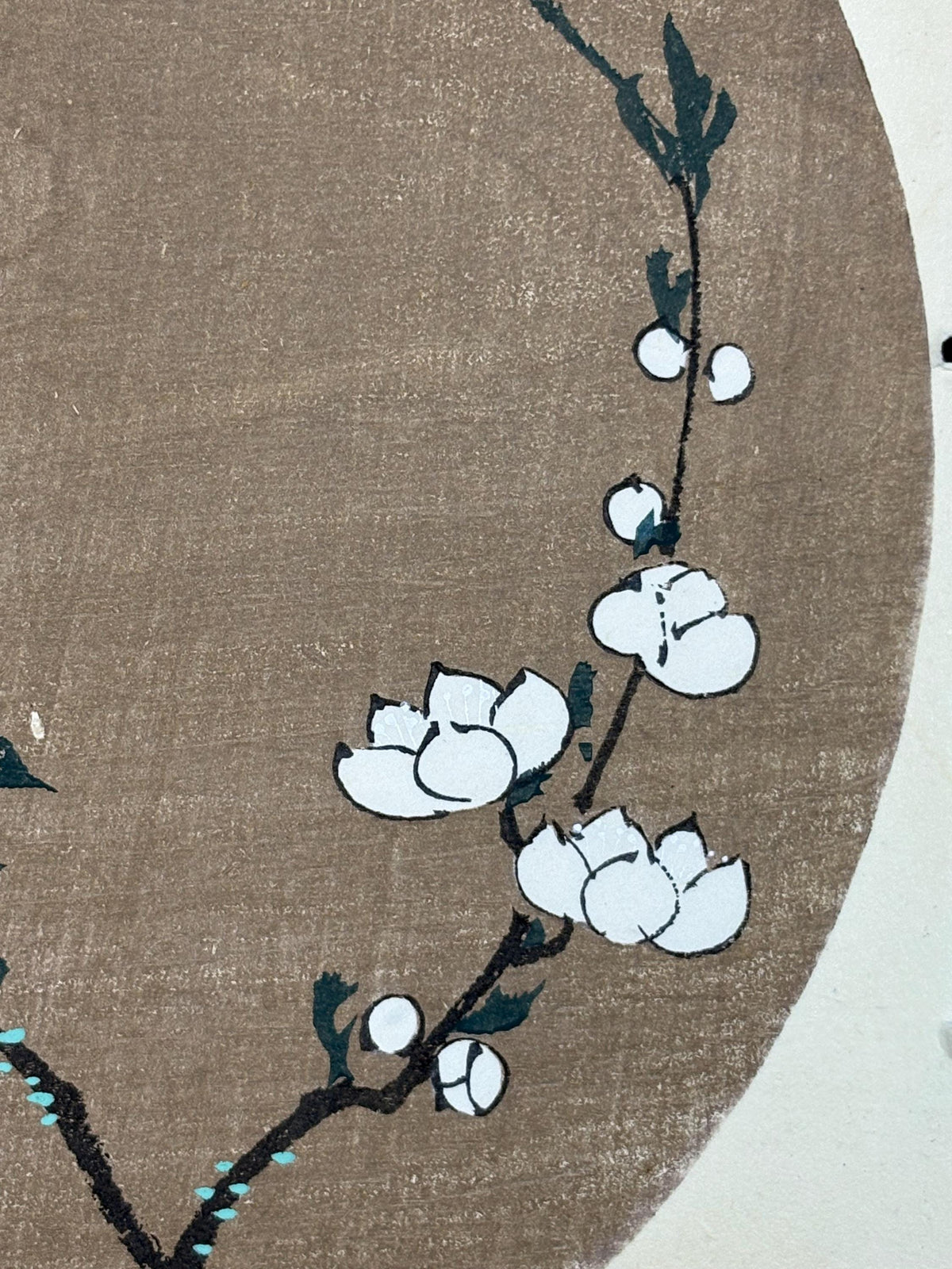 1908, Japanese antique woodblock print, Ito Jakuchu, "White Peach, from Jakuchu gafu"