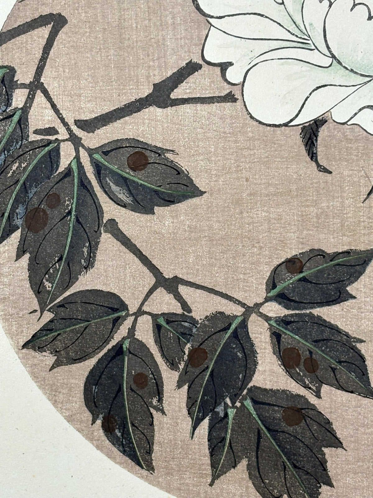 1908, Japanese antique woodblock print, Ito Jakuchu, "Peony, from Jakuchu gafu"