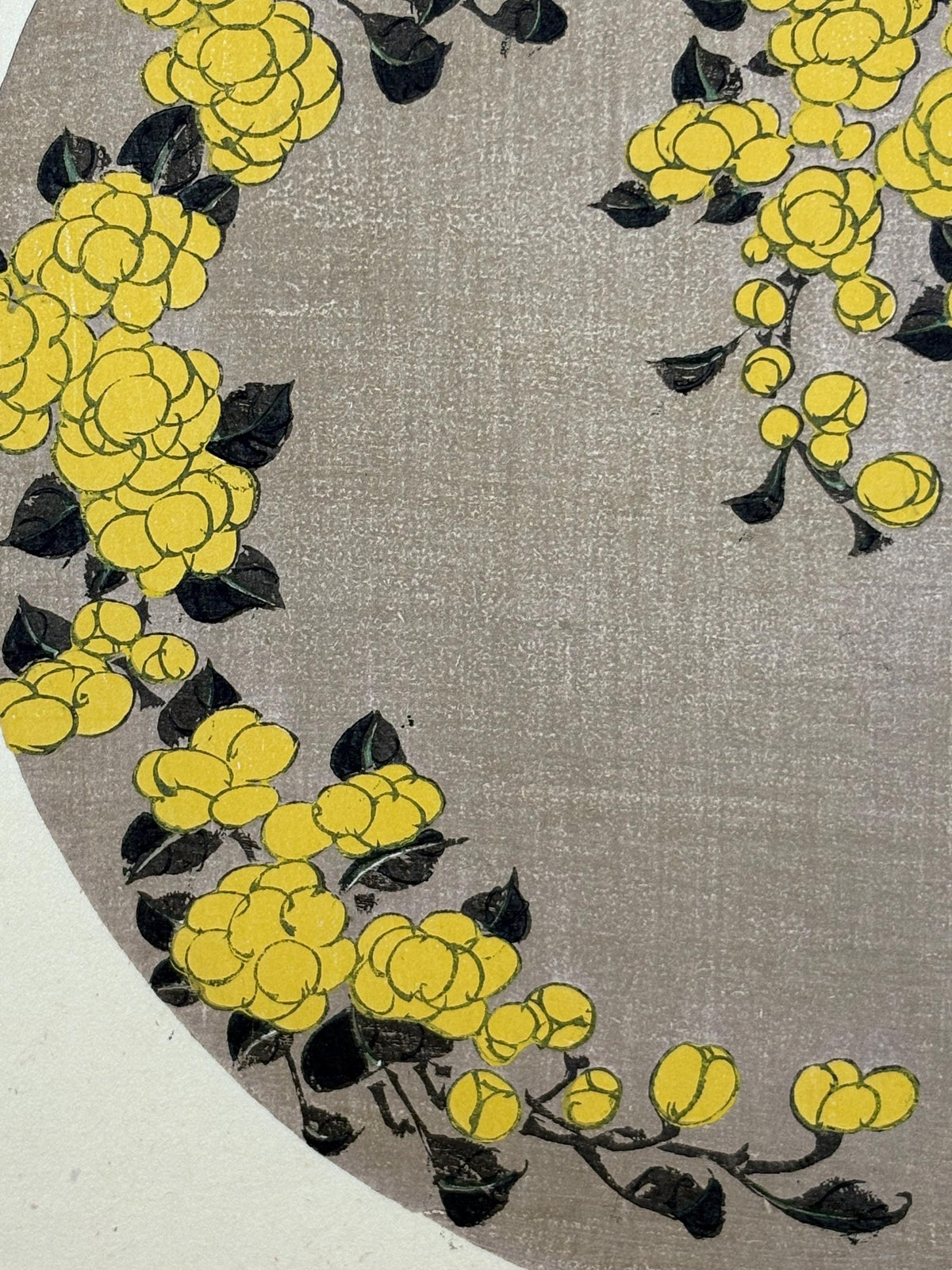 1908, Japanese antique woodblock print, Ito Jakuchu, "Kerria, from Jakuchu gafu"
