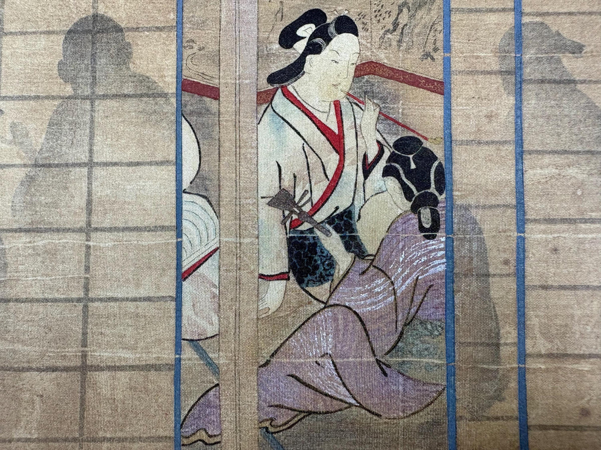 Ukiyoe-ha-gashu, 1906, Japanese antique woodblock print, Miyagawa Masayuki, "男女遊興図"