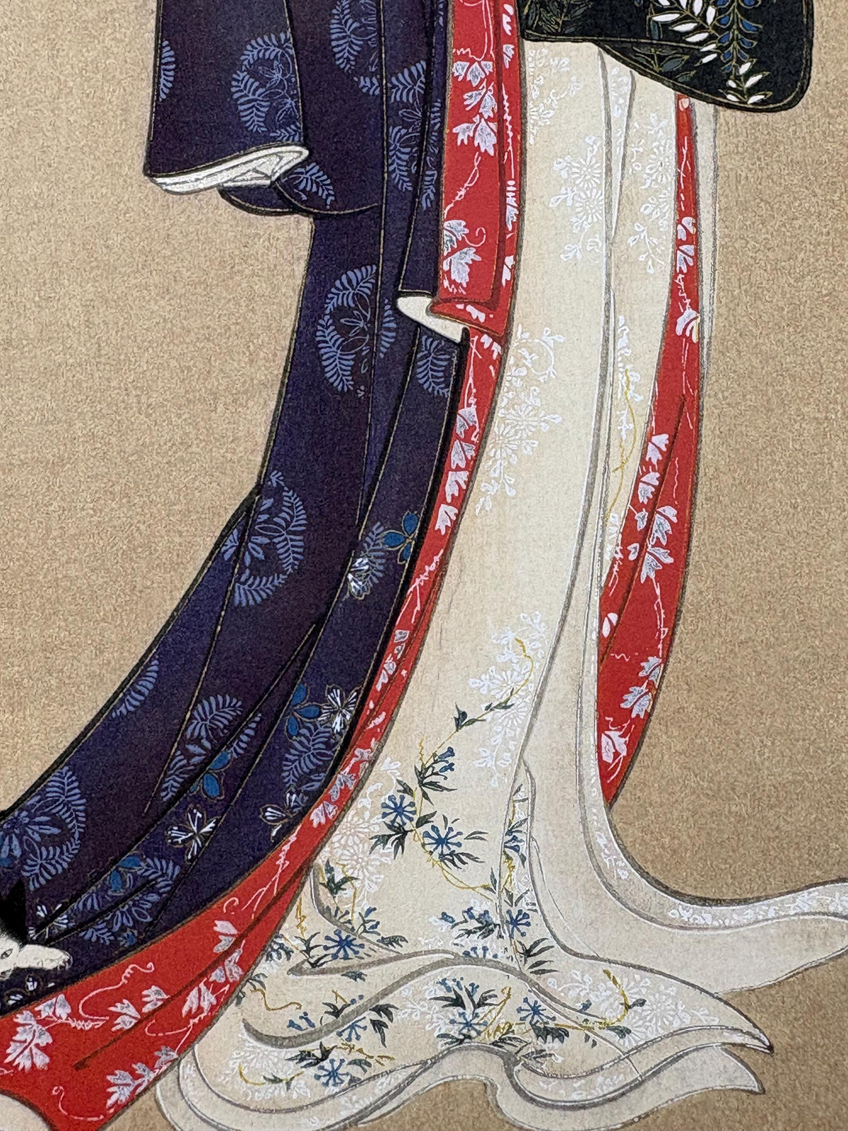 1906, Japanese antique woodblock print, Katsukawa Shunsho, "花下戯猫図", from Ukiyoe-ha-gashu.