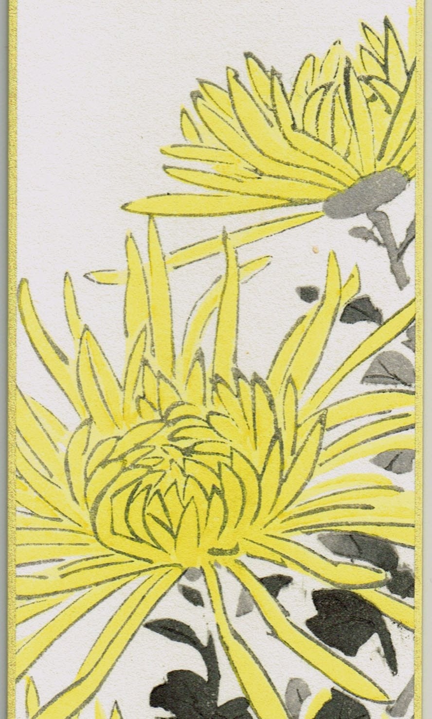 Japanese woodblock print, Fukuda Suiko,"Chrysanthemum and Butterfly"