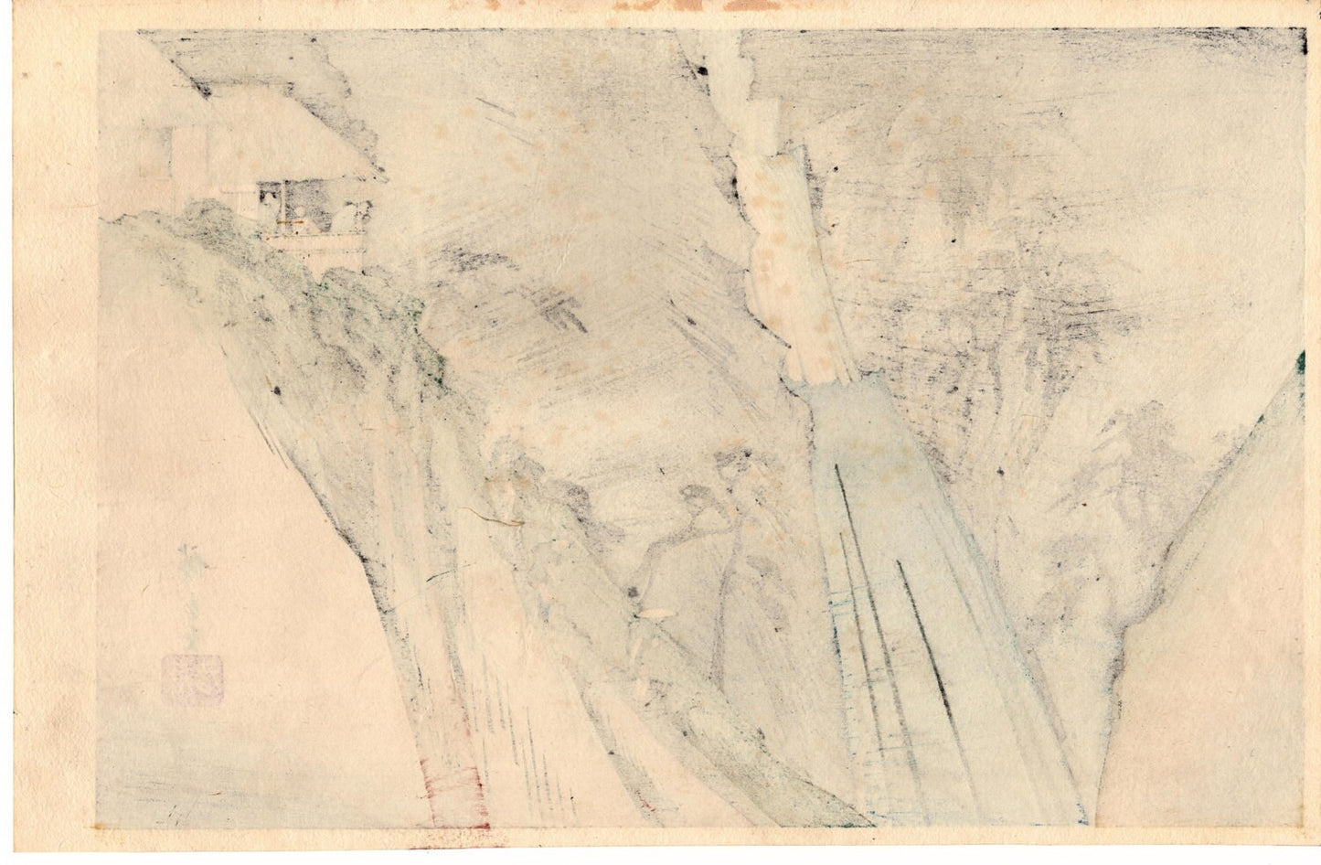 Japanese Ukiyoe, Woodblock print, Hiroshige, "The Nunobiki Waterfall in Settsu Province"