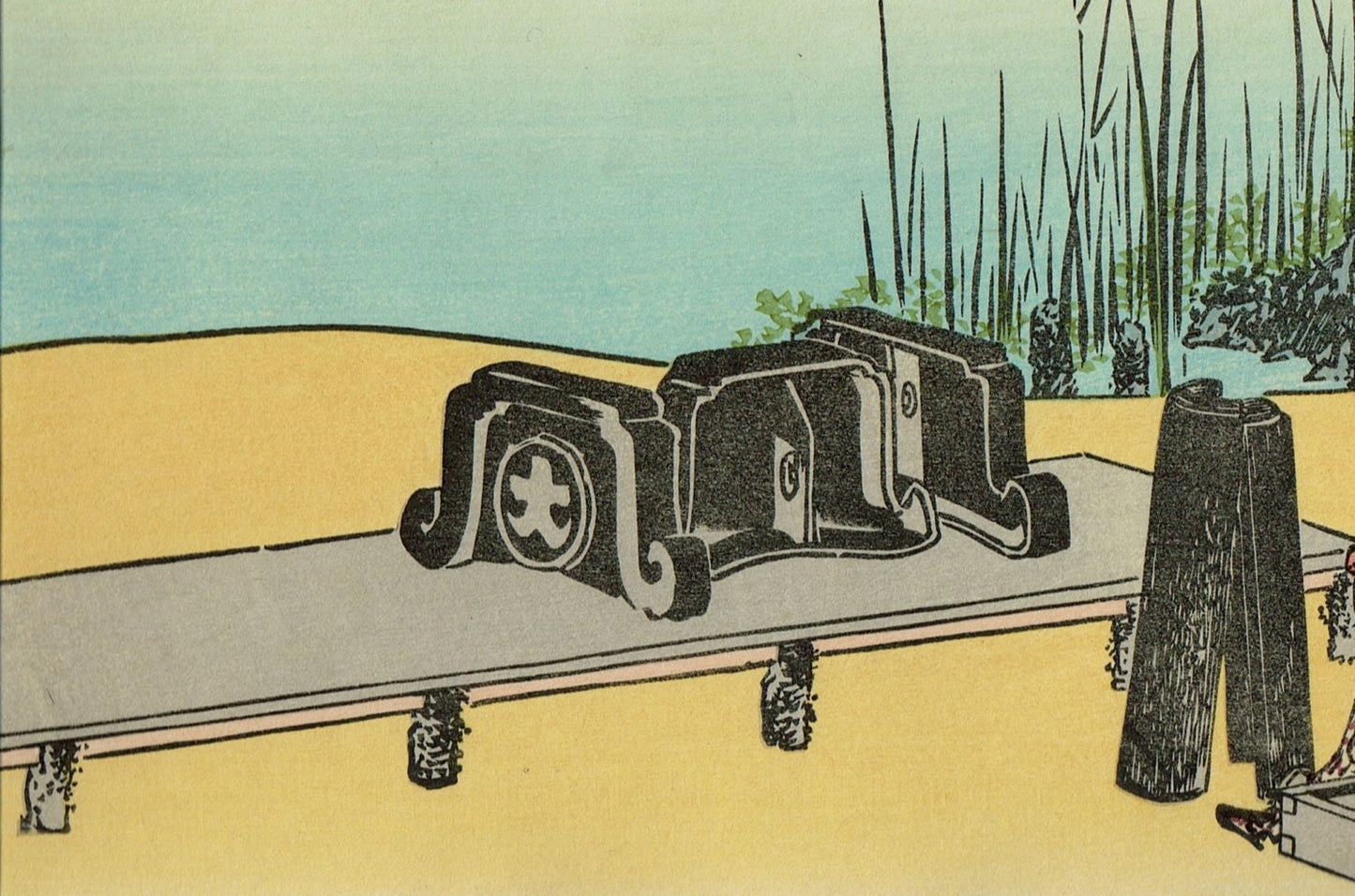 Japanese Ukiyo-e Woodblock print, Hokusai, "Ceramic factory at Imado, Asakusa"
