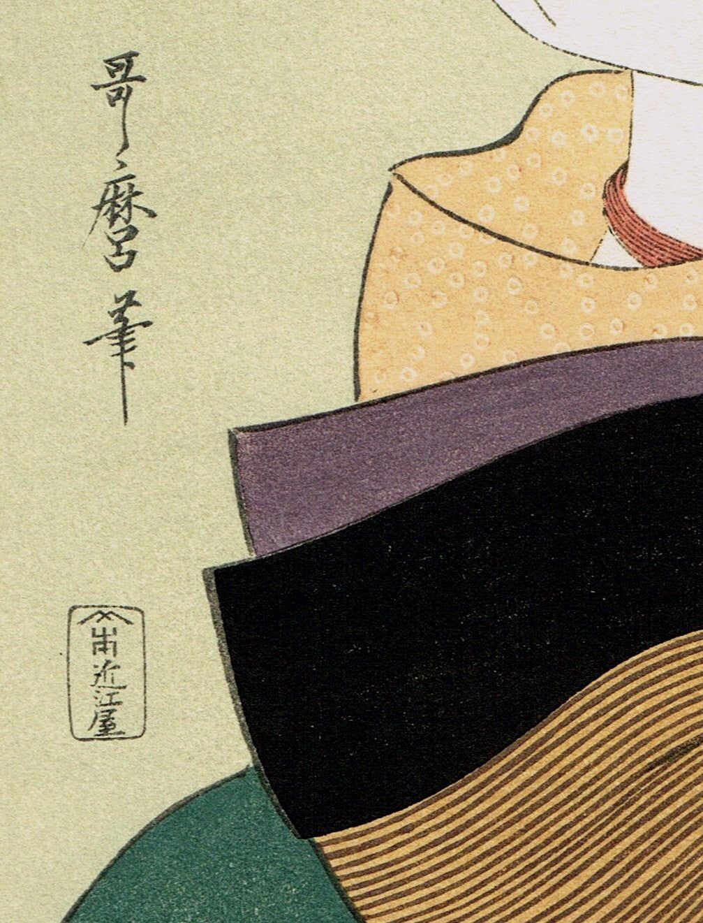 Japanese Ukiyo-e Woodblock print, Utamaro, "Tatsumi Roko"