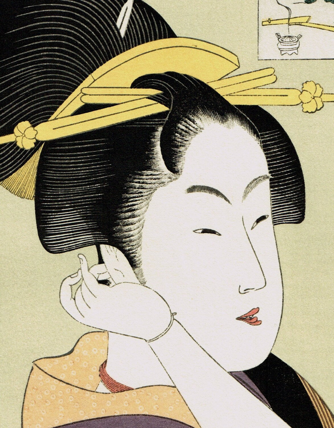 Japanese Ukiyo-e Woodblock print, Utamaro, "Tatsumi Roko"