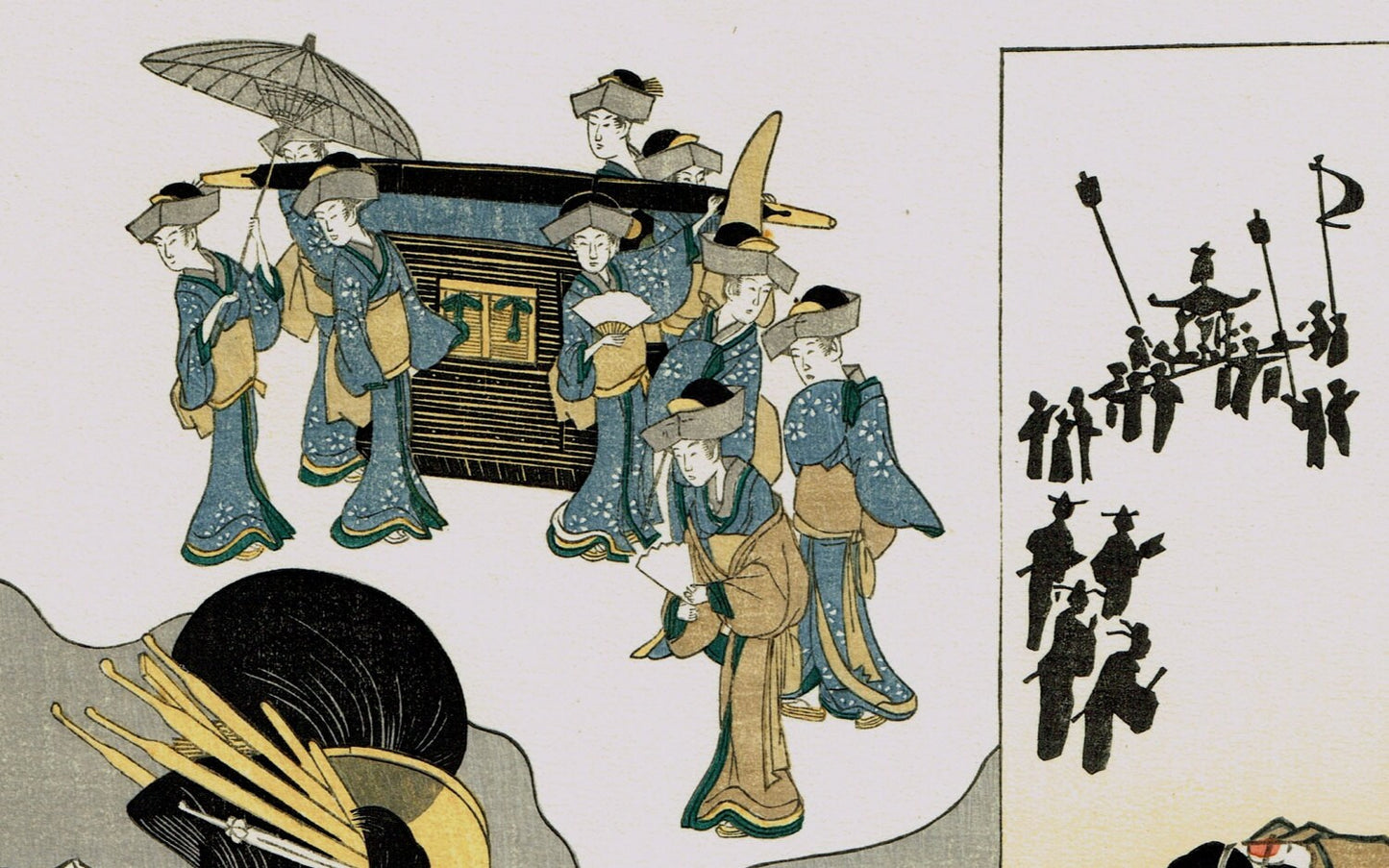 Japanese Ukiyo-e Woodblock print, Utamaro, "An up to Date Version of the Legend of Kan Tan"