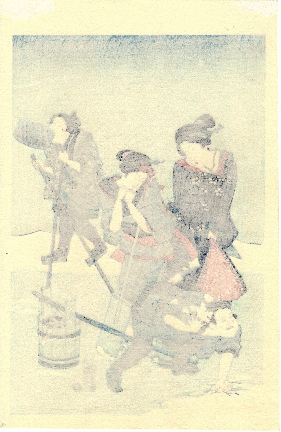 Japanese Ukiyoe, Woodblock print, Kunisada, "Yuki no Ashita" 3