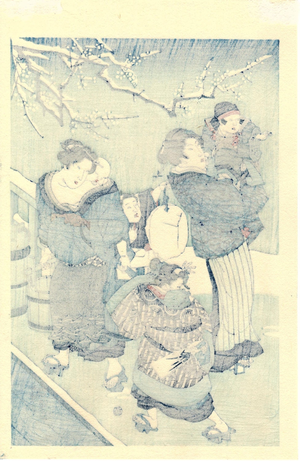 Japanese Ukiyoe, Woodblock print, Kunisada, "Yuki no Ashita" 2