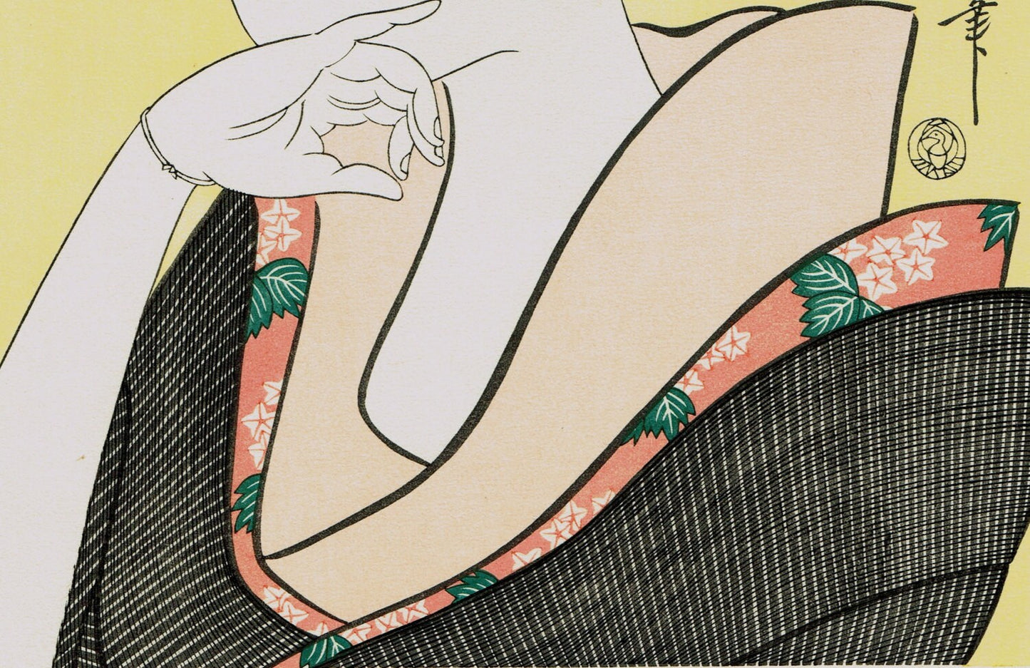 Japanese Ukiyo-e Woodblock print, Utamaro, "Portrait of a Courtesan"