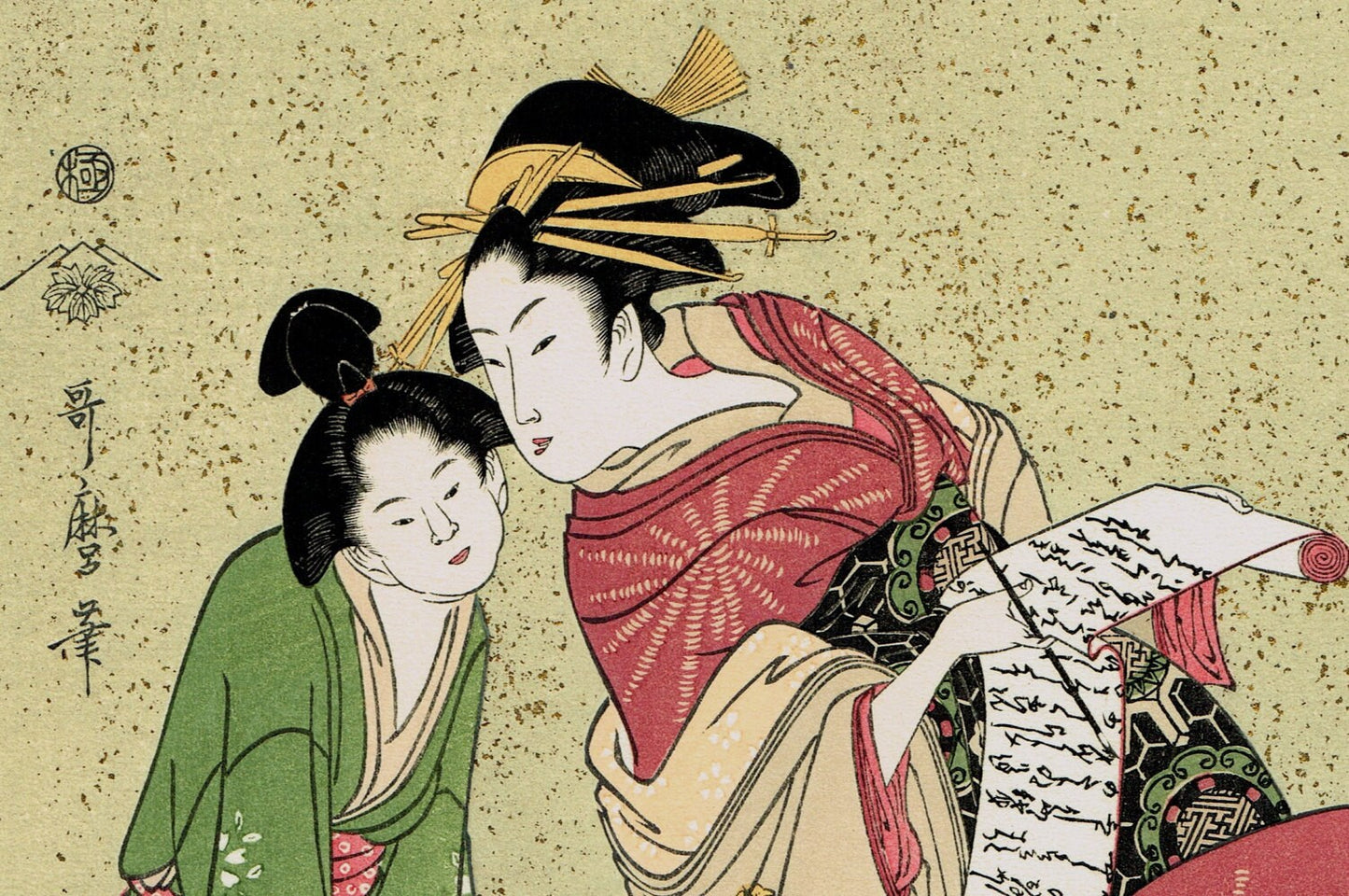 Japanese Ukiyo-e Woodblock print, Utamaro, "The Hour of the Dog"